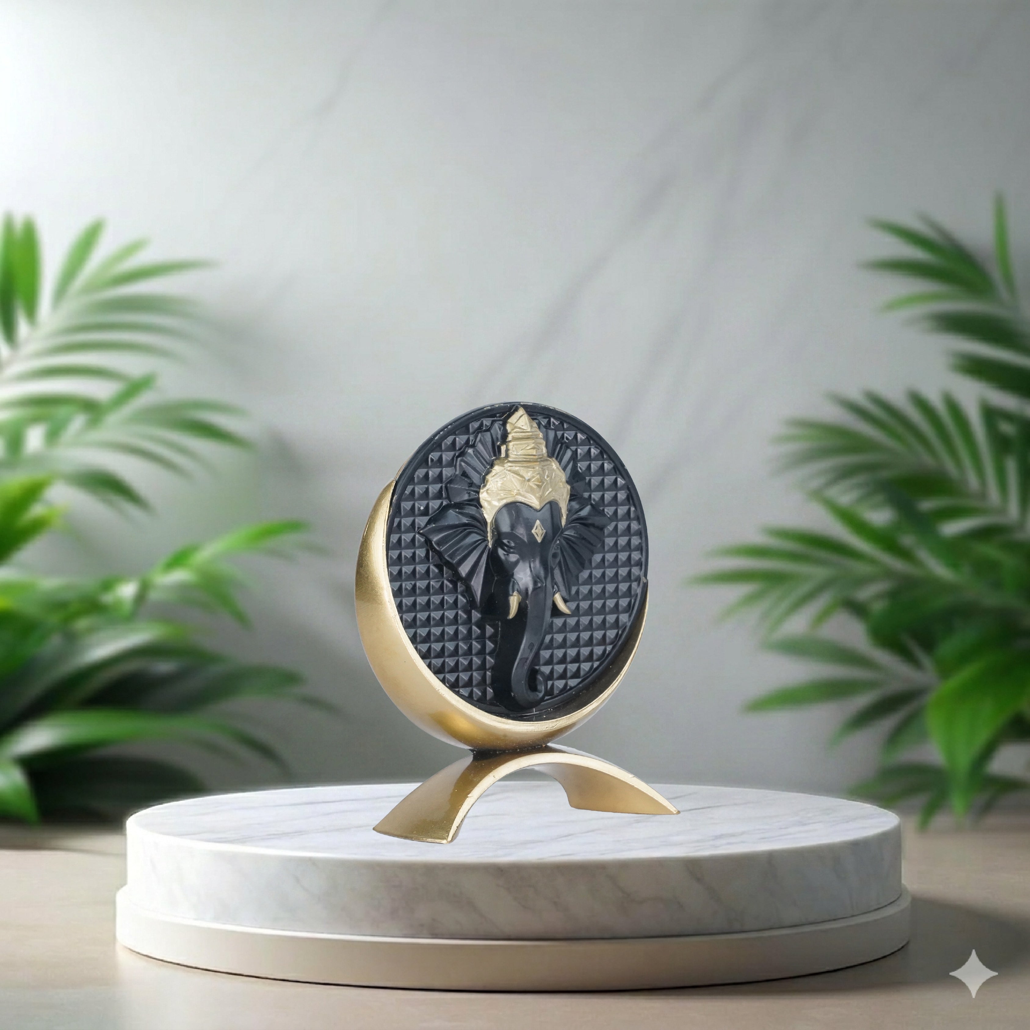 Small Round Ganesh ji (Black/Gold)