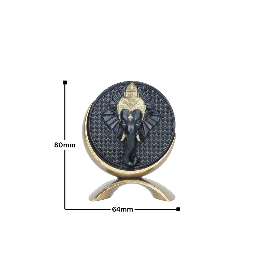 Small Round Ganesh ji (Black/Gold)