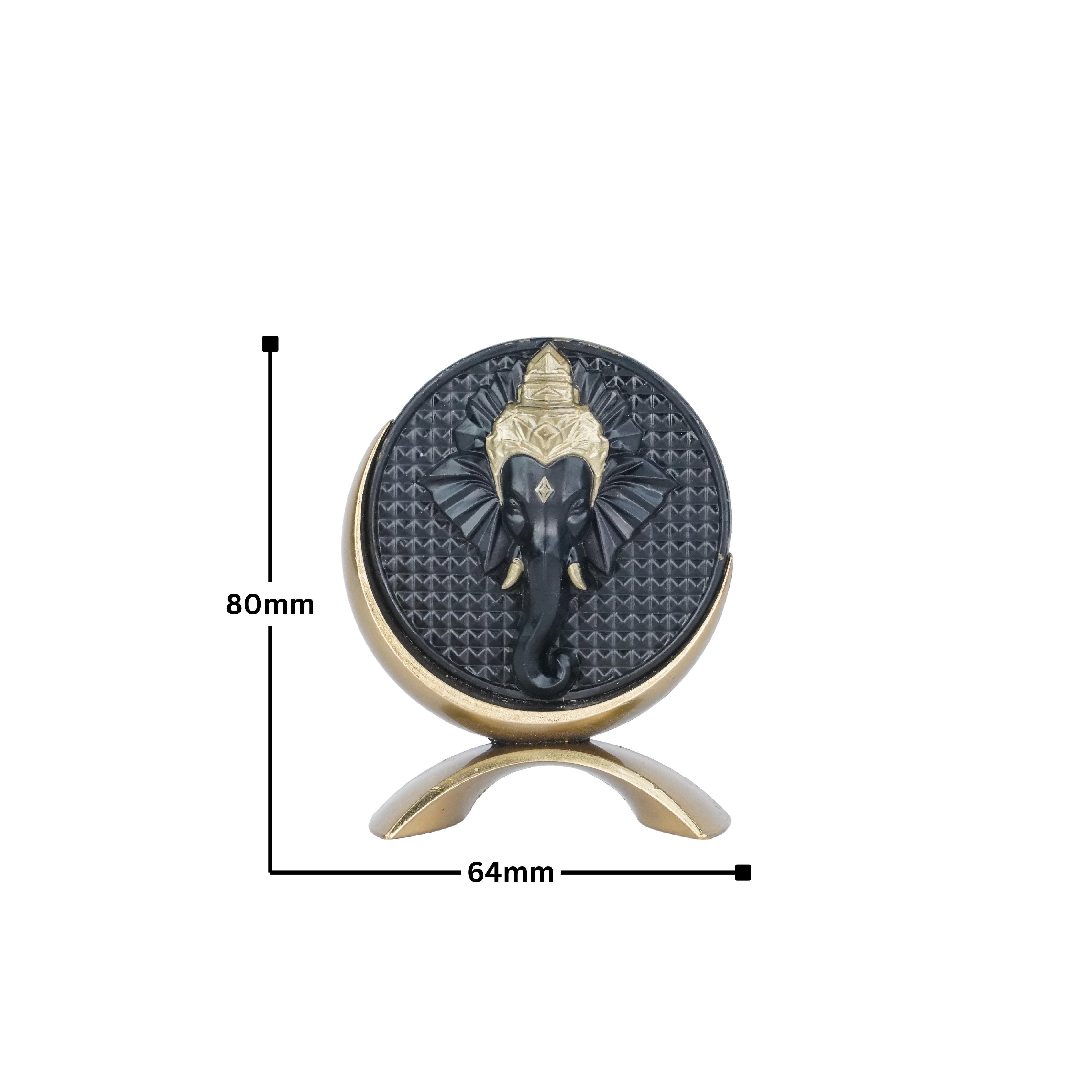 Small Round Ganesh ji (Black/Gold)