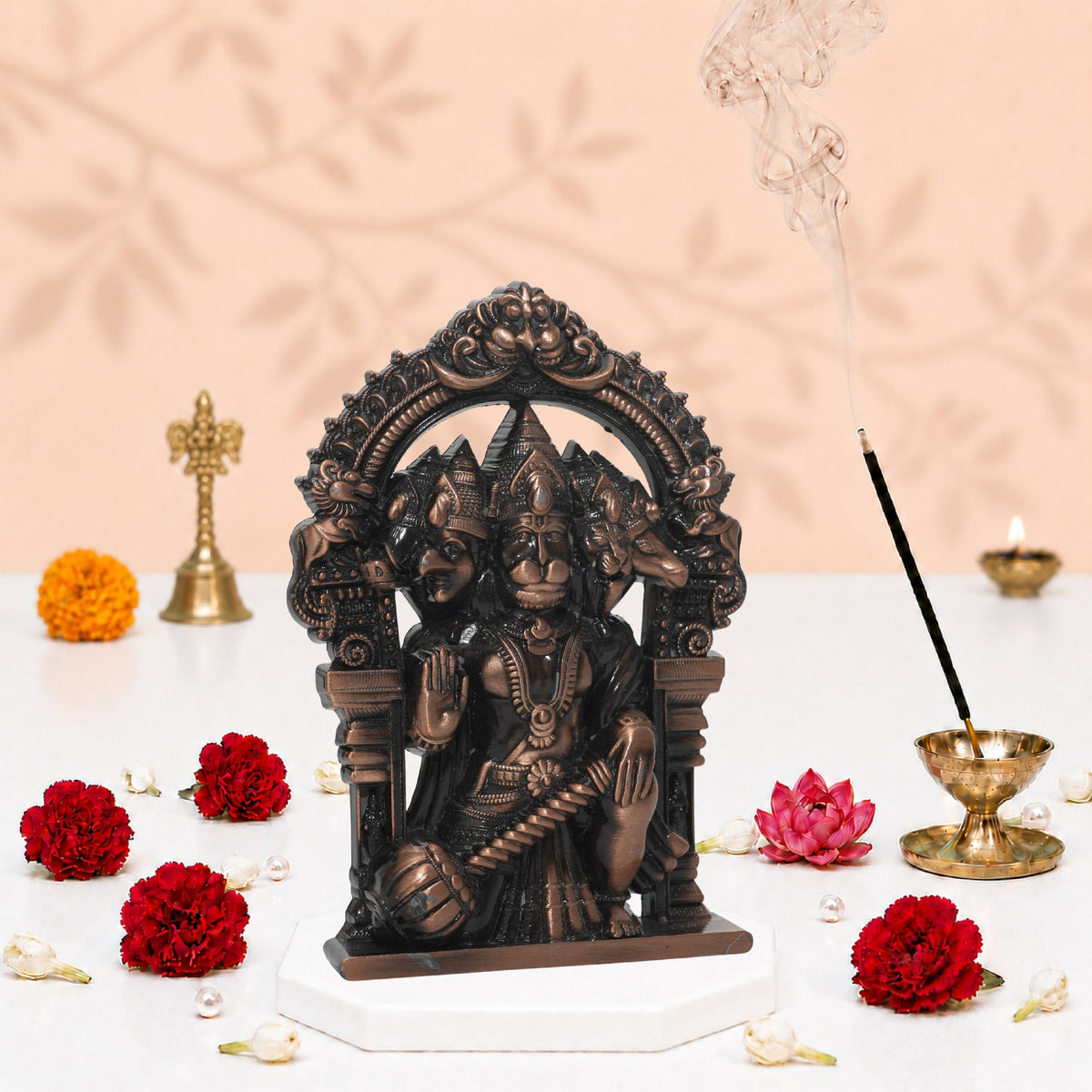 Panchmukhi Hanuman Idol Copper Finish 4.5 Inch