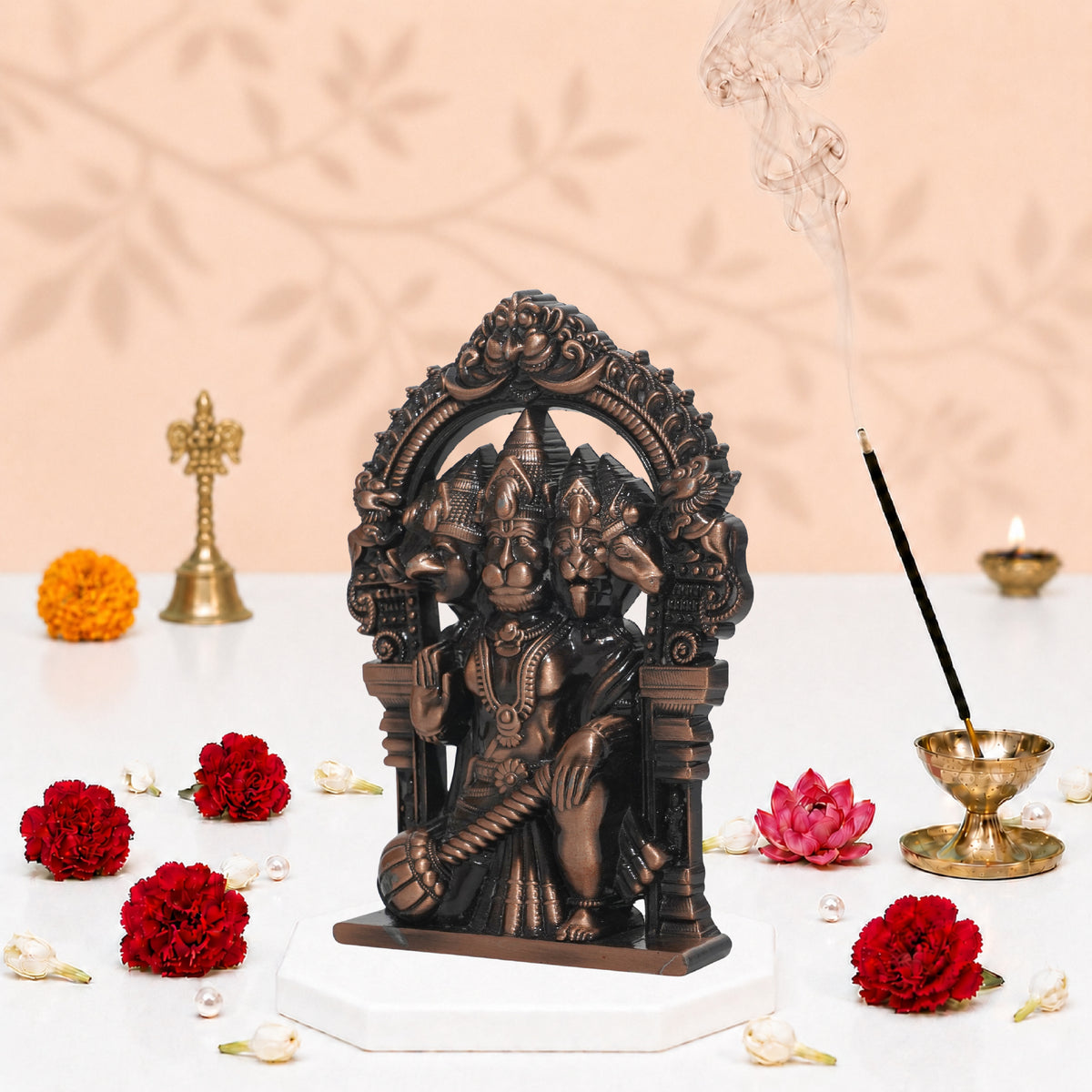 Panchmukhi Hanuman Idol Copper Finish 4.5 Inch