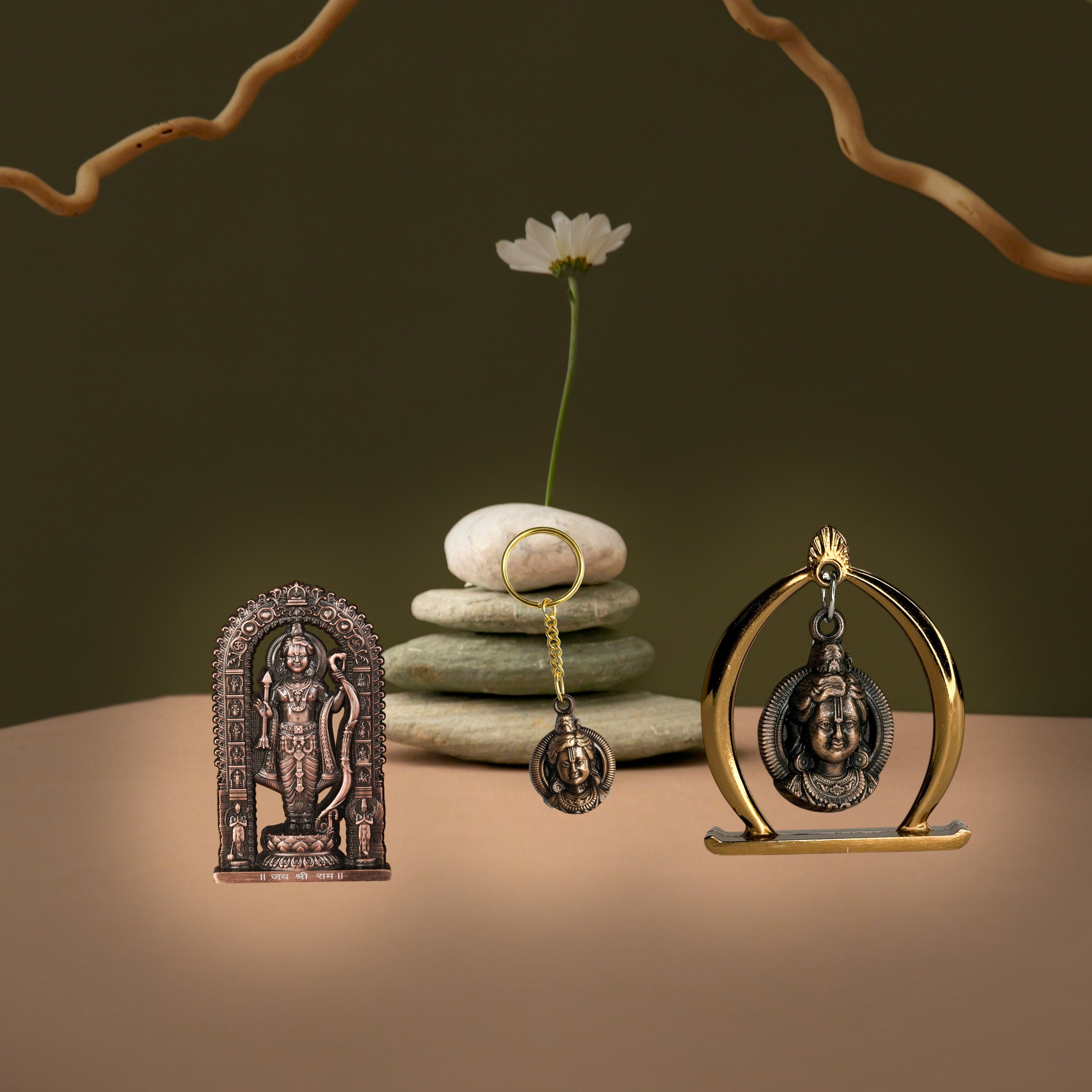 Combo 12 (Ram Jula, 3" Ram Lalla Murti, Keychain)