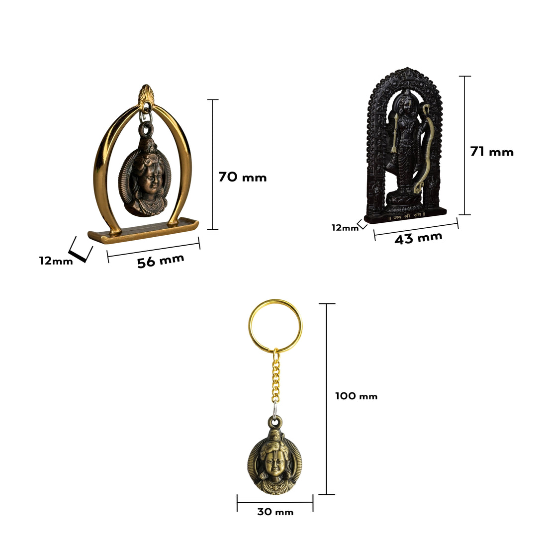Combo 15 (Ram Jula, 3" Ram Lalla Murti, Keychain)