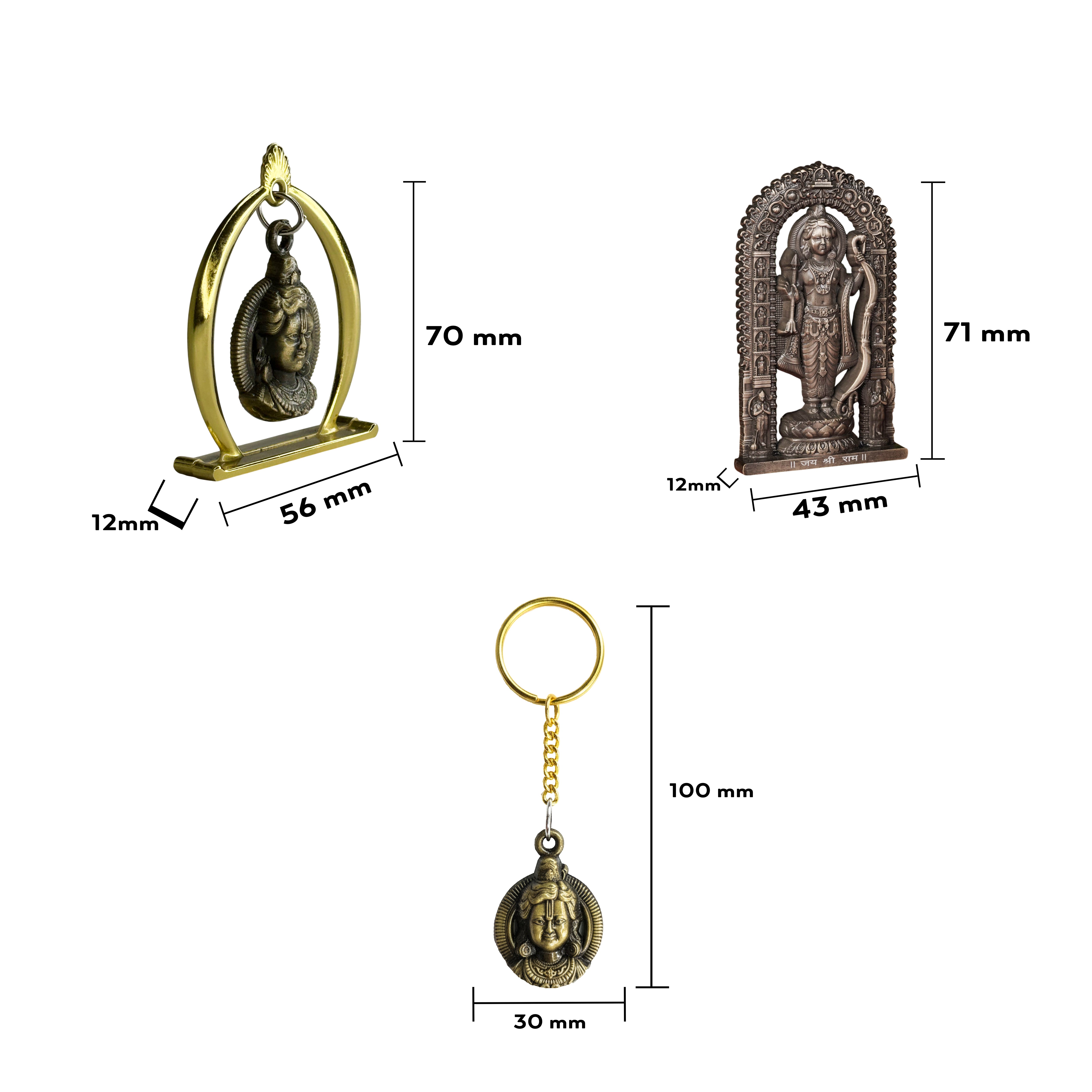 Combo 9 (Ram Jula, 3" Ram Lalla Murti, Keychain)
