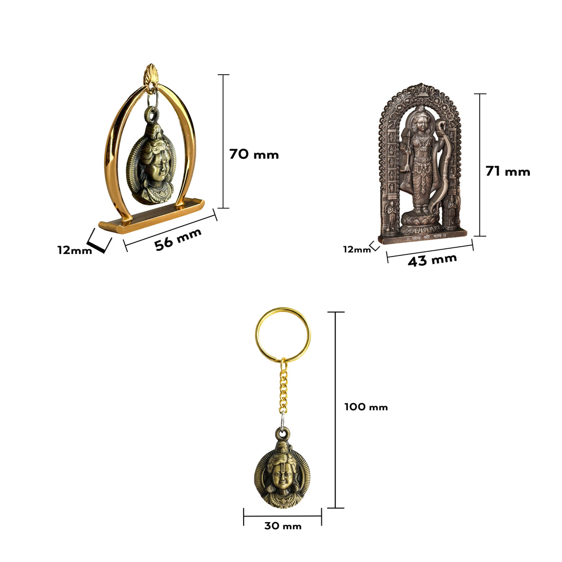 Combo 16 (Ram Jula, 3" Ram Lalla Murti, Keychain)