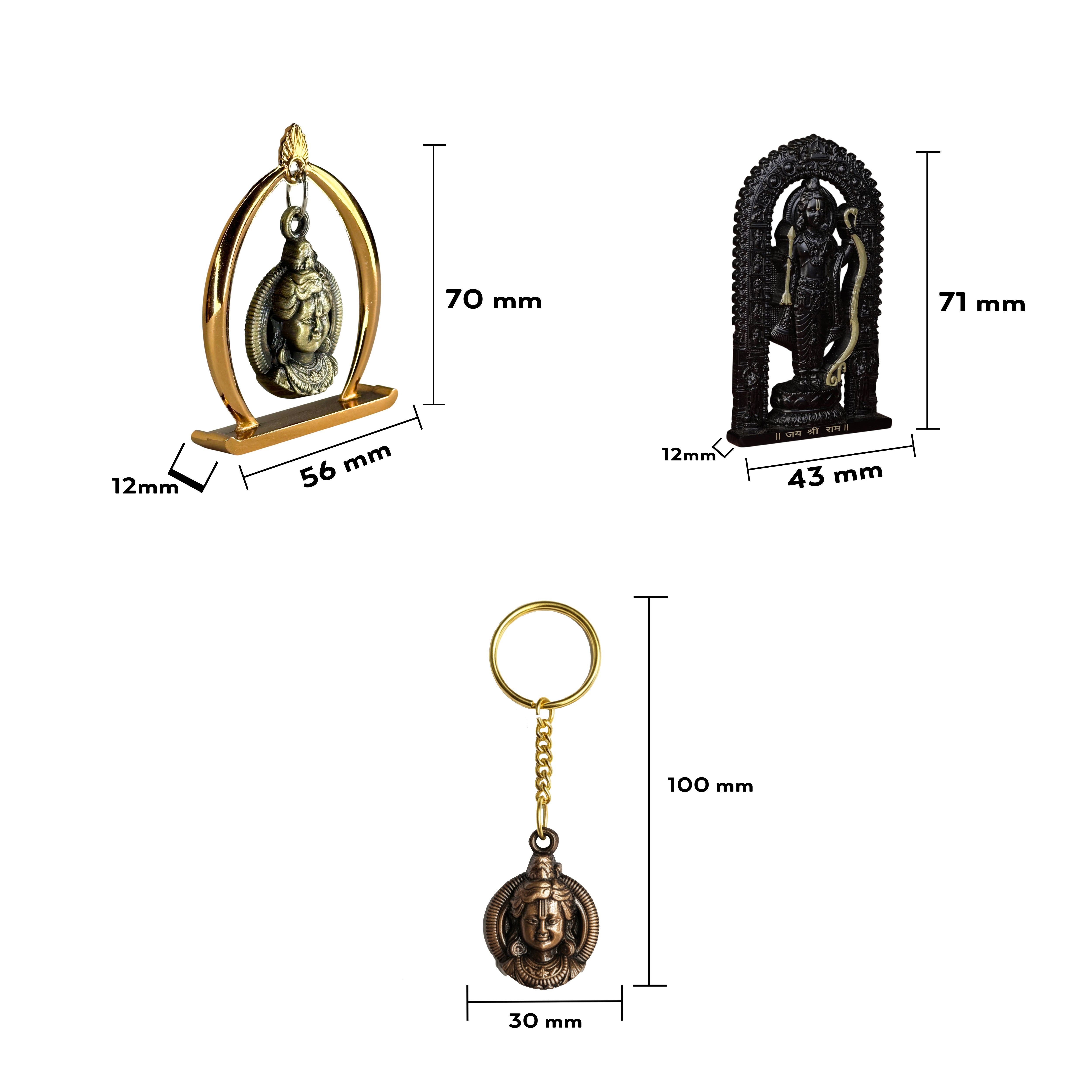 Combo 11 (Ram Jula,3" Ram Lalla Murti, Keychain)