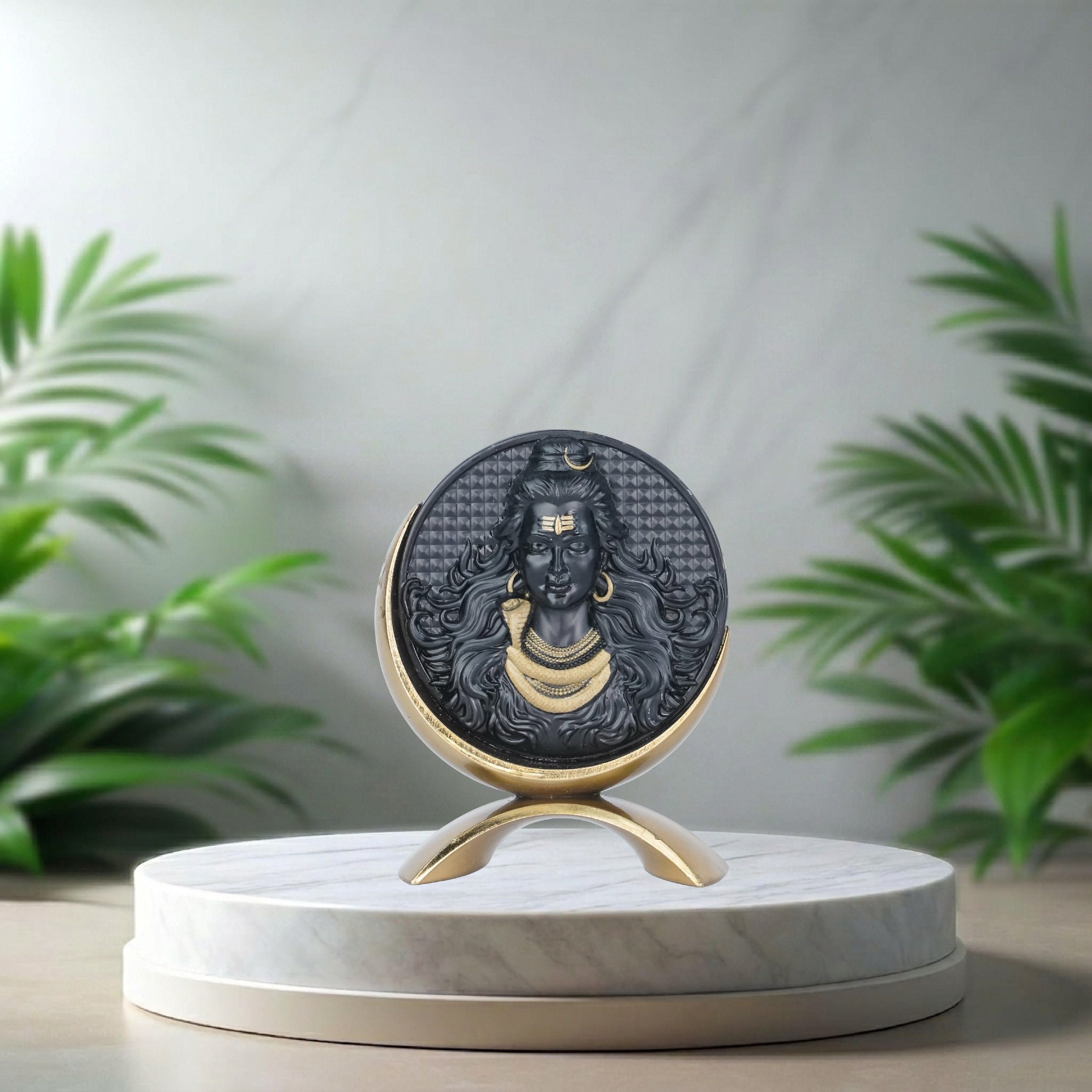 Small Round Mahadev (black/Gold)