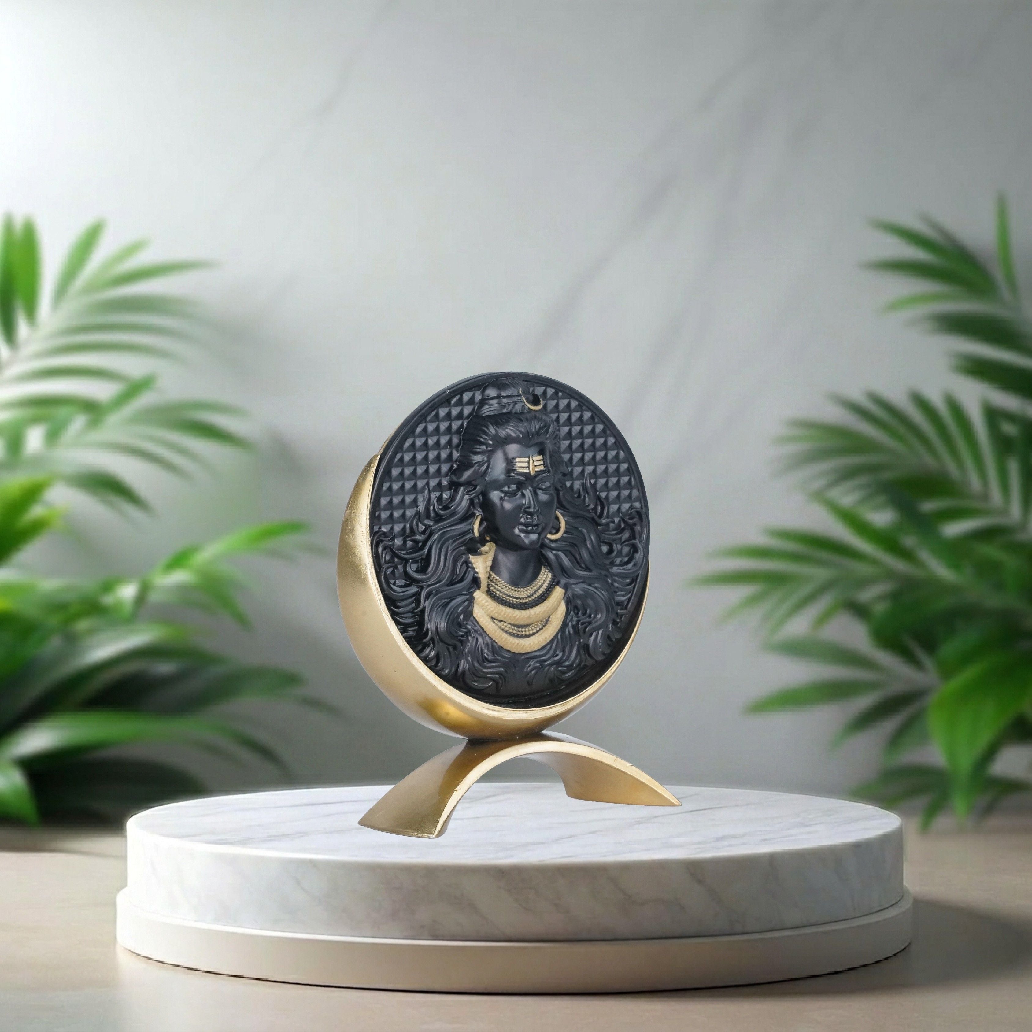 Small Round Mahadev (black/Gold)