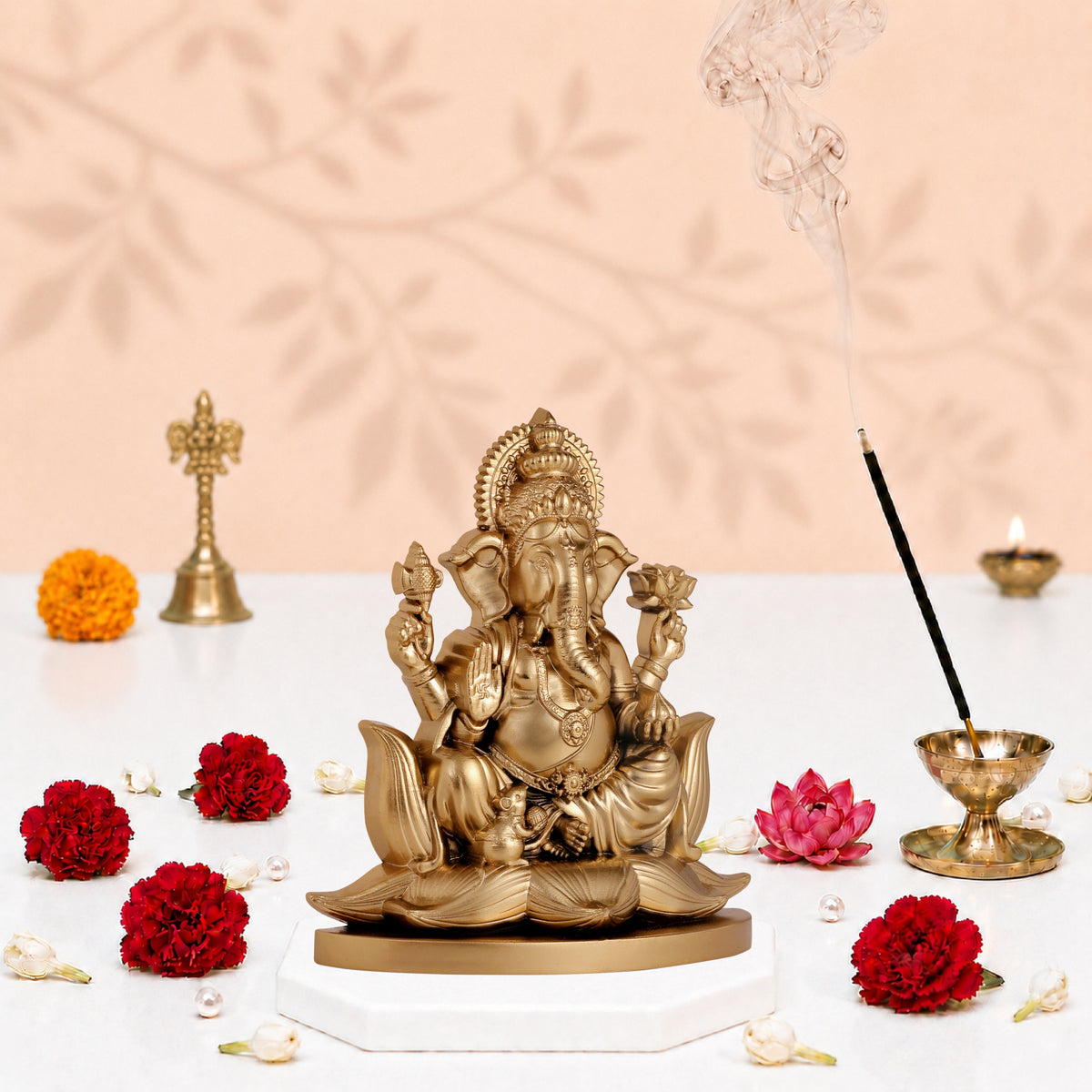 Ganeshji Idol Gold Finish 4 Inch
