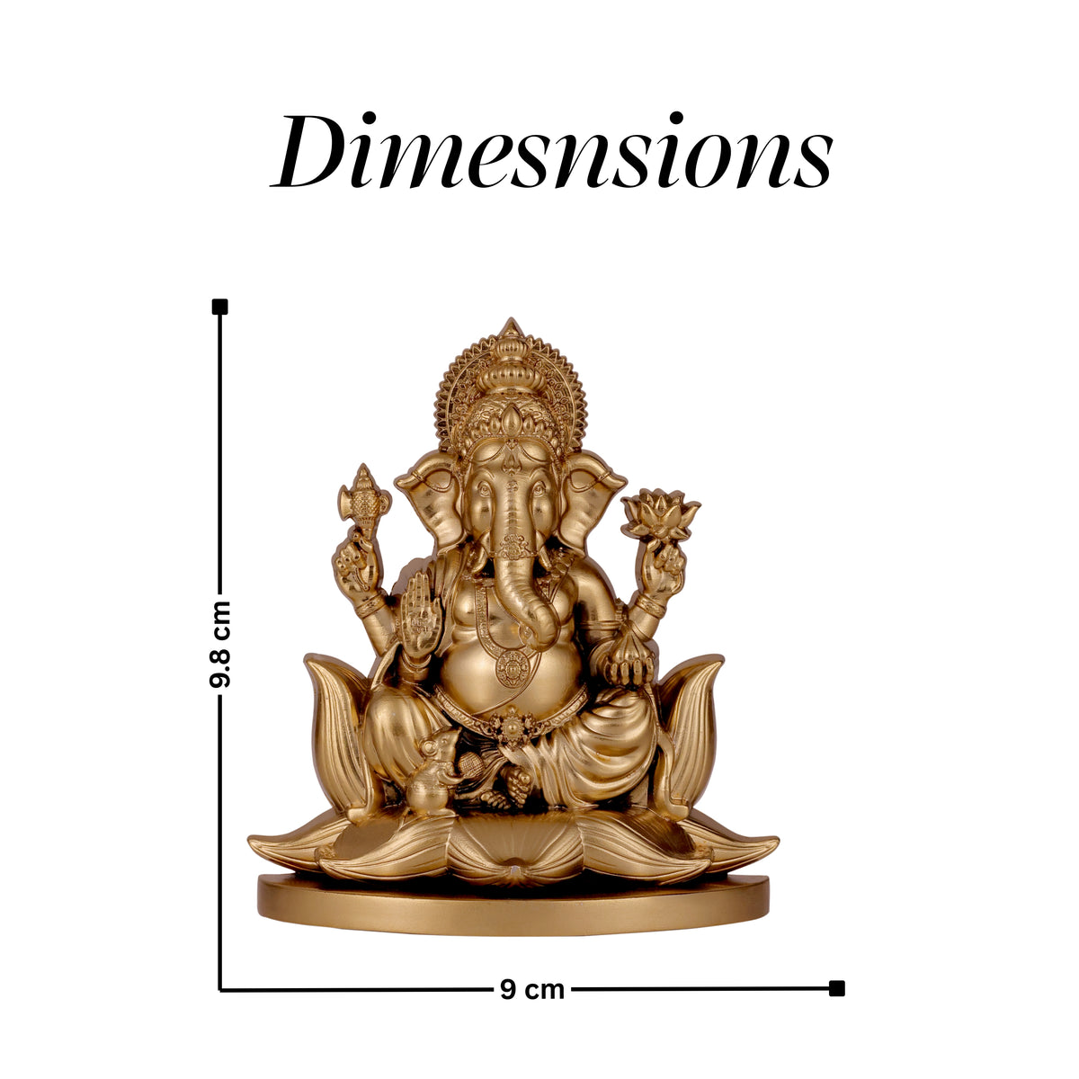 Ganeshji Idol Gold Finish 4 Inch