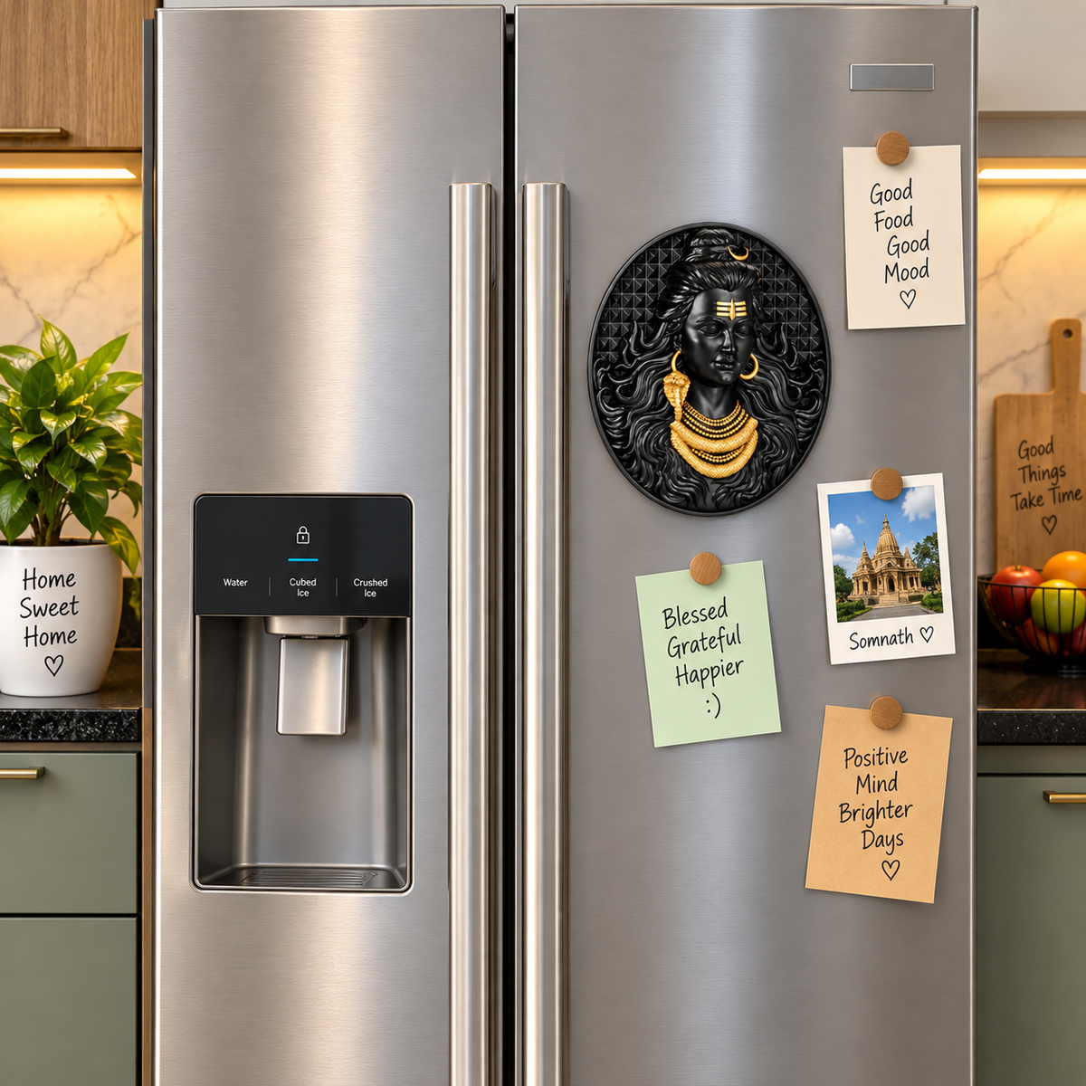 Mahadev Fridge Magnet Black Finish 2.4 Inch