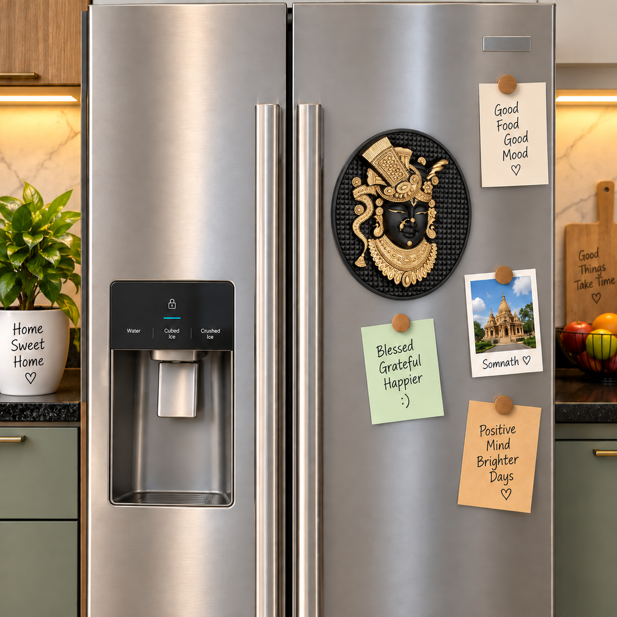 Shreenathji Fridge Magnet Black Finish 2.4 Inch