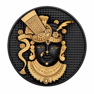 Shreenathji Fridge Magnet Black Finish 2.4 Inch