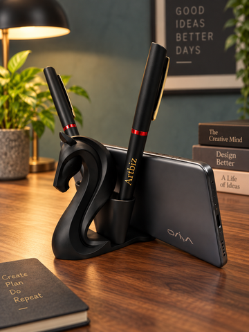 Horse Pen Stand &amp; Mobile Stand Black-Gold Finish