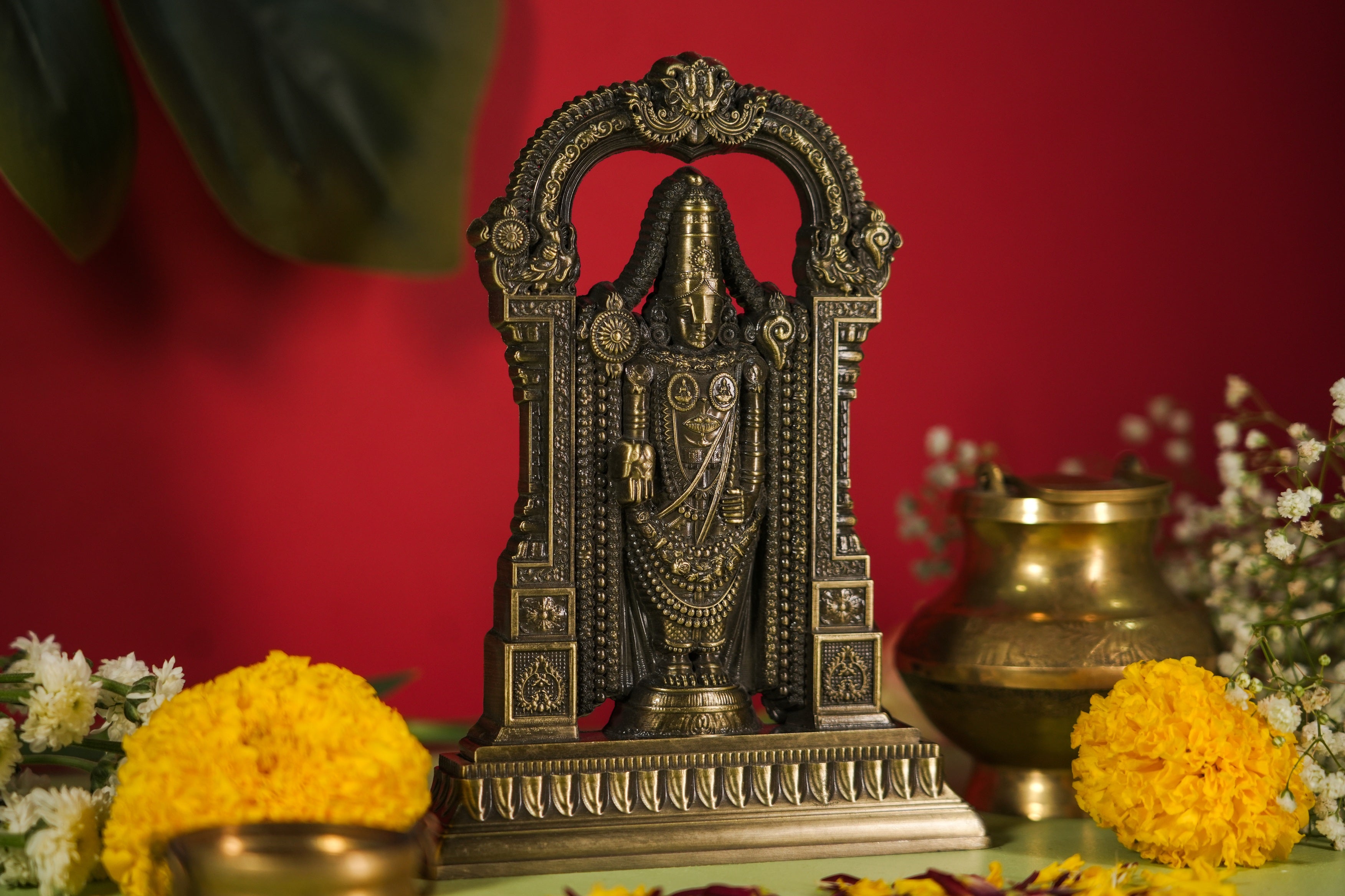 Divine Tirupati Balaji murti carved with temple detailing