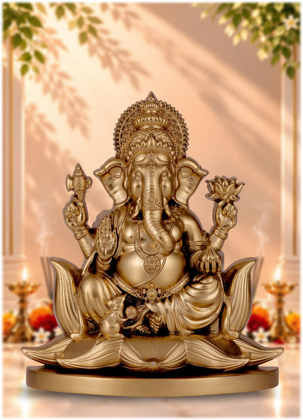 Ganeshji Idol Gold Finish 4 Inch