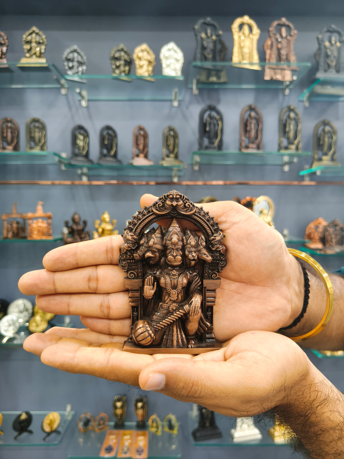 Panchmukhi Hanuman Idol Copper Finish 4.5 Inch