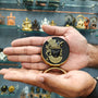 Small Round Shreenathji Idol Black-Gold Finish 3.2 Inch