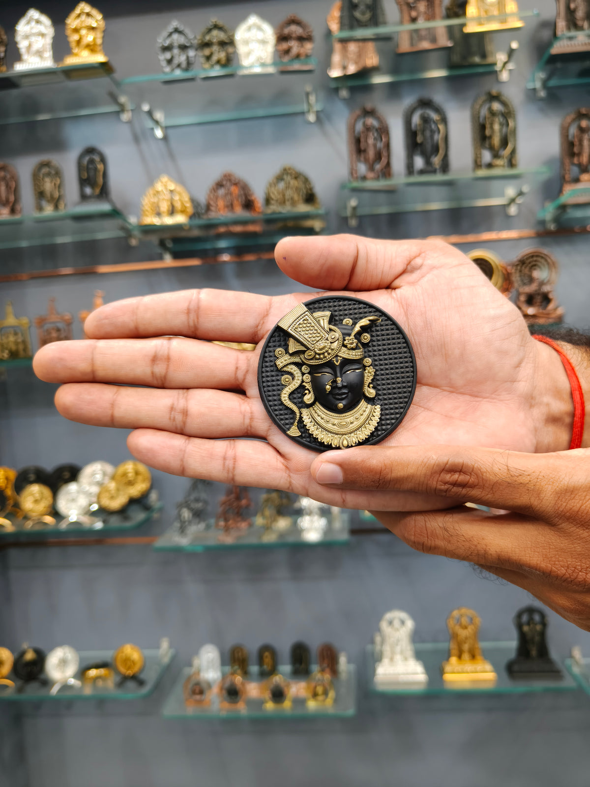 Shreenathji Fridge Magnet Black Finish 2.4 Inch