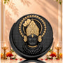 Small Round Khatushyamji Idol Black-Gold Base 3.2 Inch