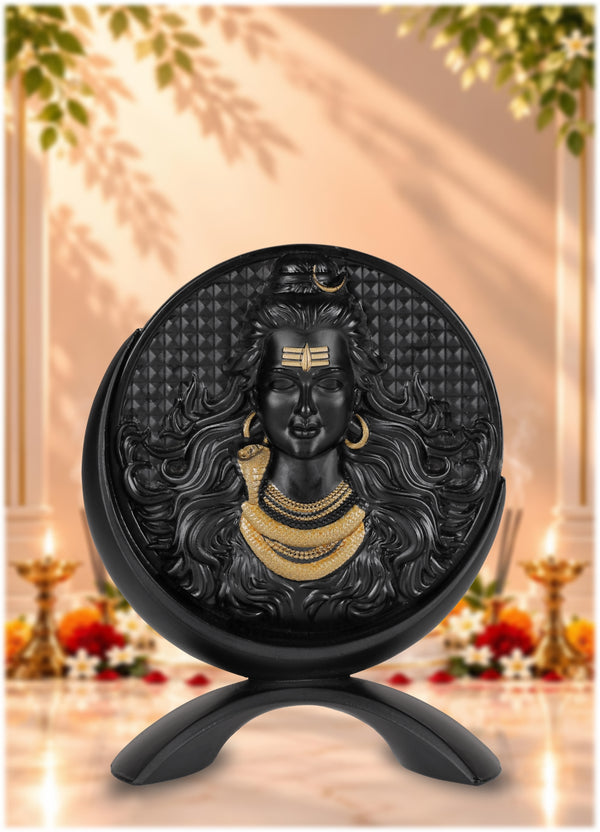 Round Mahadev Idol Black Finish 4 Inch
