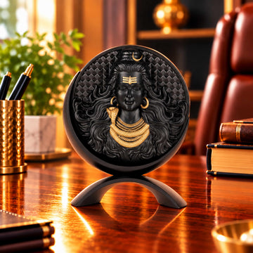 Round Mahadev Idol Black Finish 4 Inch