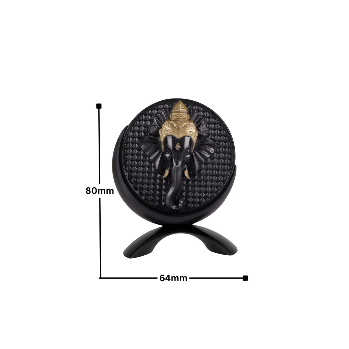 Small Round Ganeshji Idol Black Finish 3.2 Inch