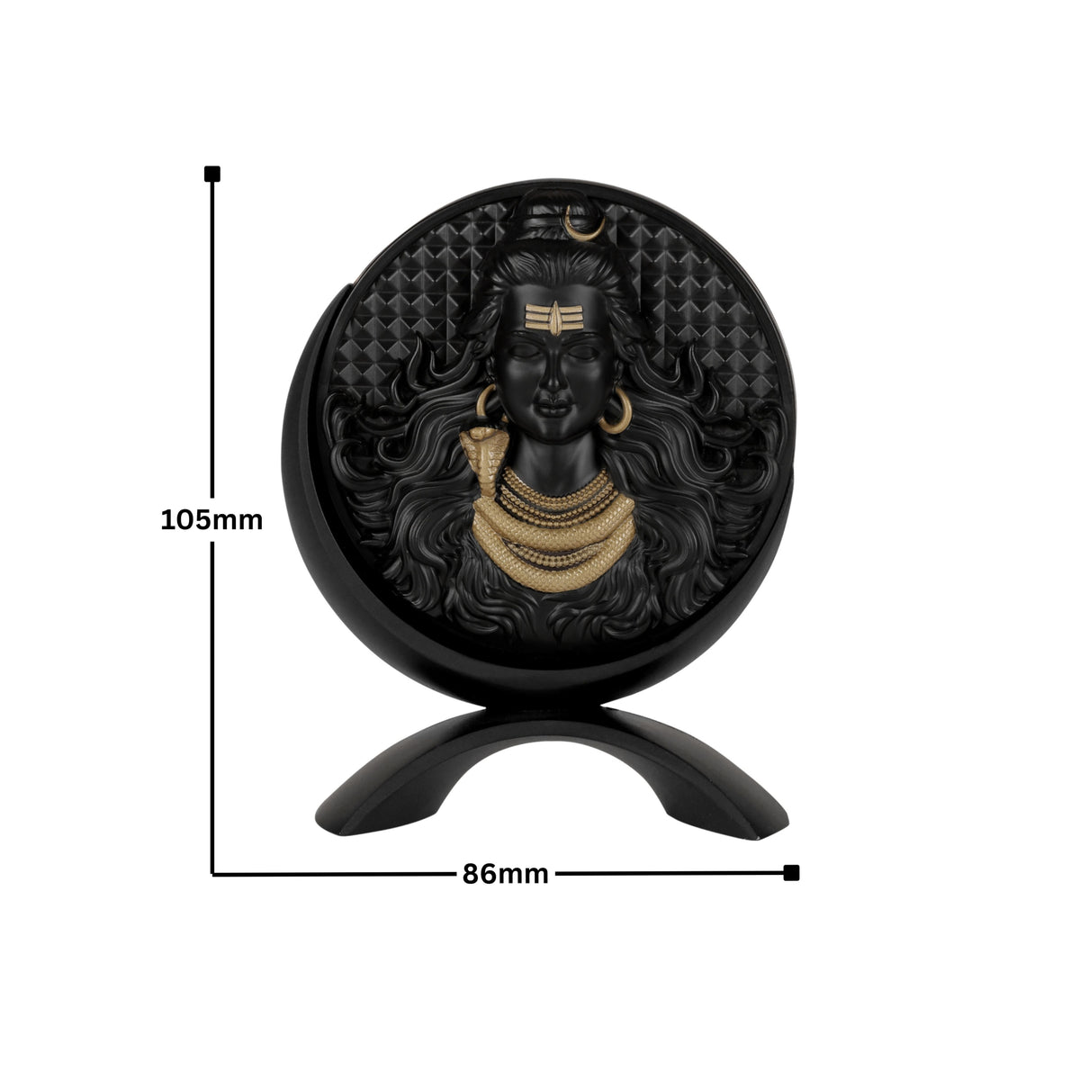 Round Mahadev Idol Black Finish 4 Inch