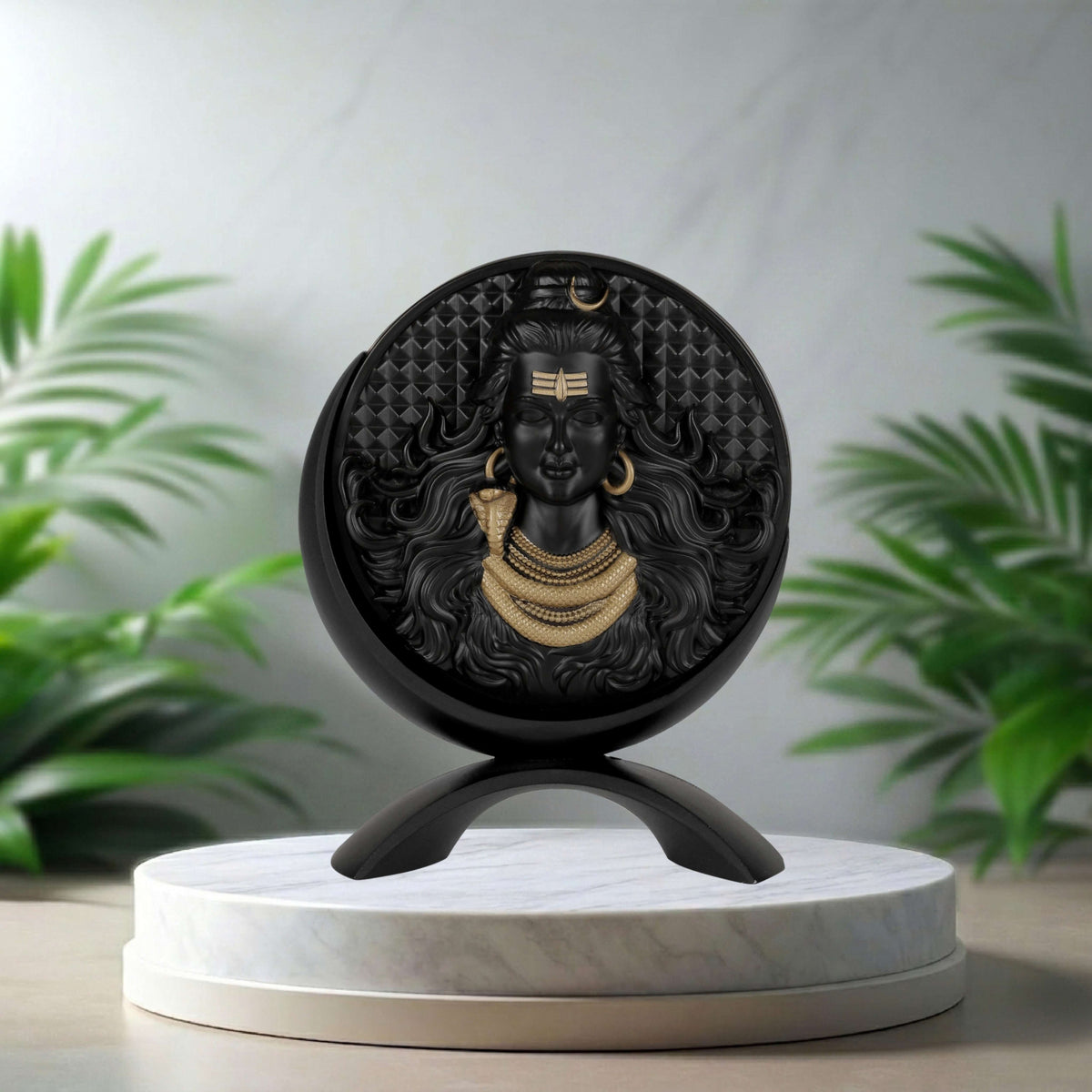 Round Mahadev Idol Black Finish 4 Inch