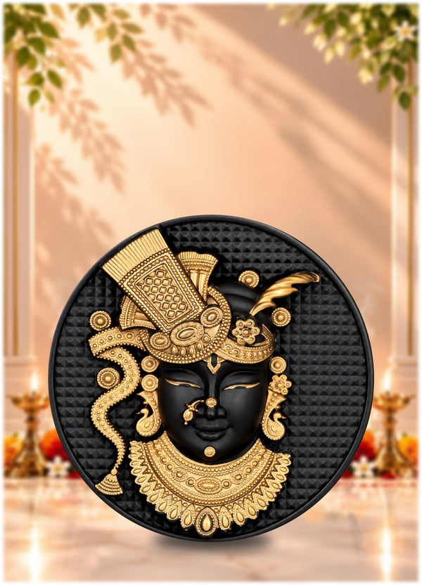 Shreenathji Fridge Magnet Black Finish 2.4 Inch