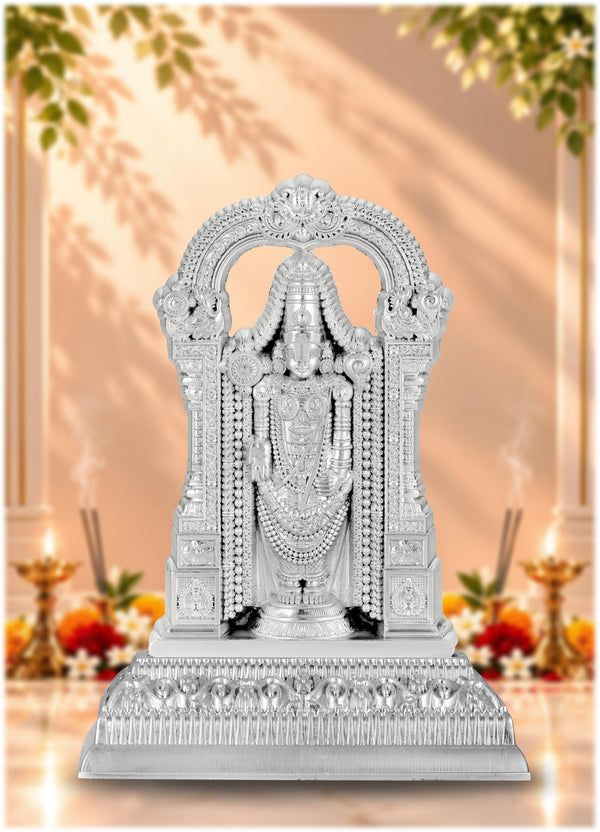 Tirupati Balaji Idol Silver Finish 5.5 Inch