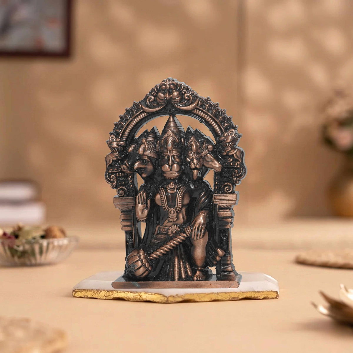 Panchmukhi Hanuman Idol Copper Finish 4.5 Inch