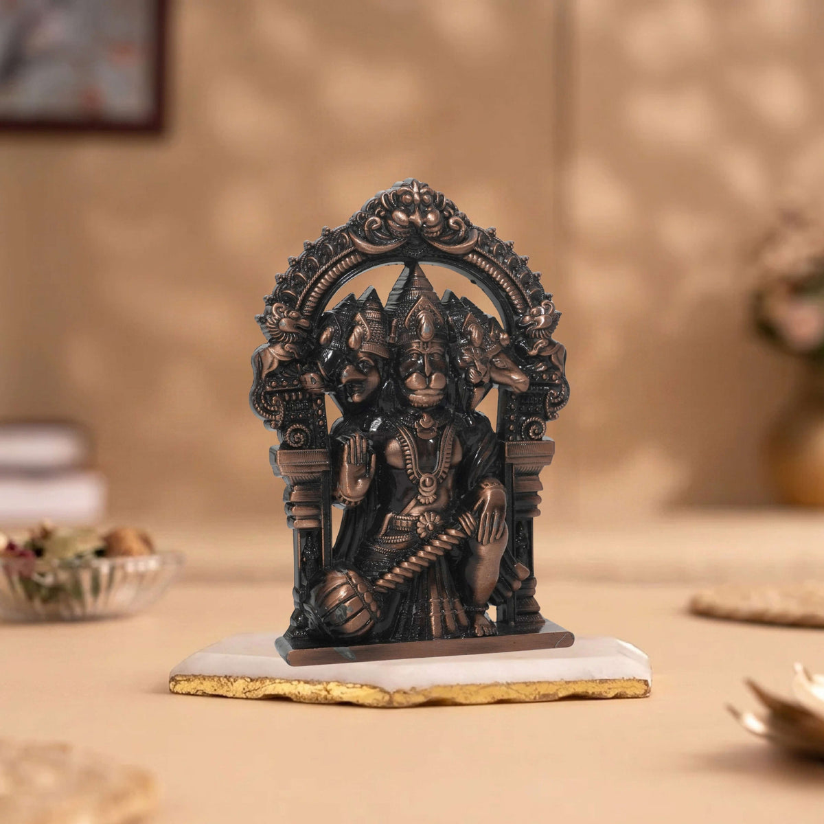 Panchmukhi Hanuman Idol Copper Finish 4.5 Inch