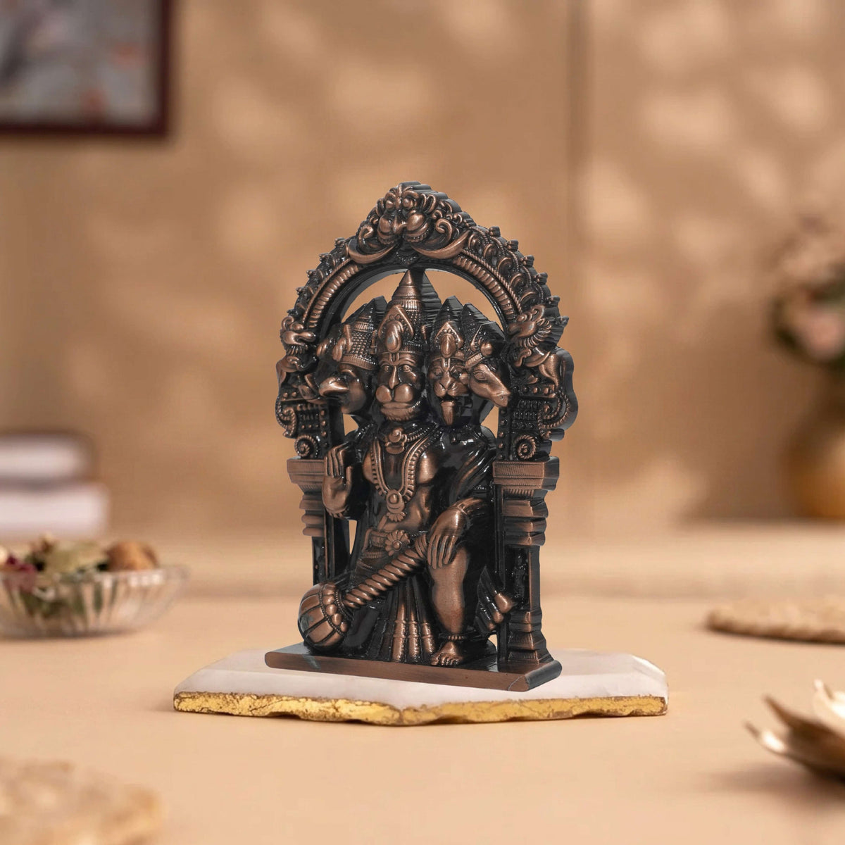 Panchmukhi Hanuman Idol Copper Finish 4.5 Inch