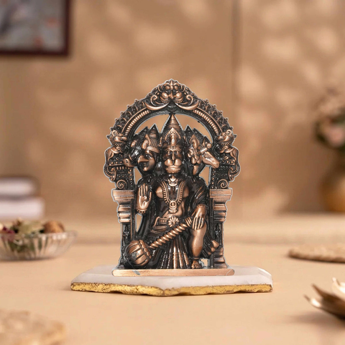 Panchmukhi Hanuman Idol Copper Finish 4.5 Inch