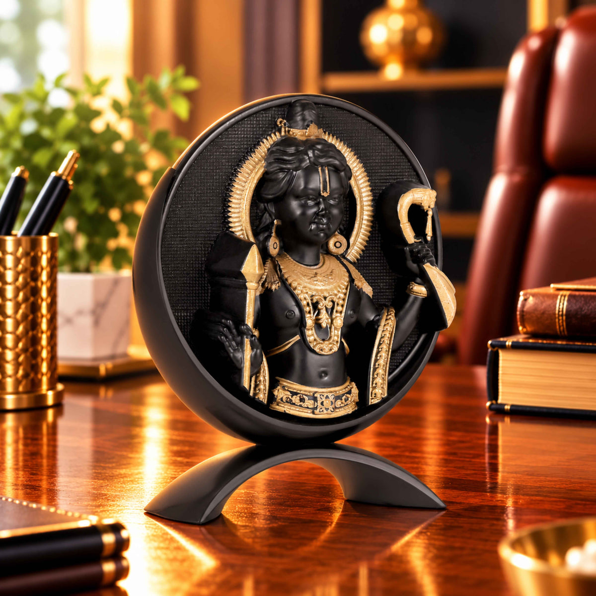 Small Round Ram Lalla Idol Black Finish 3.2 Inch