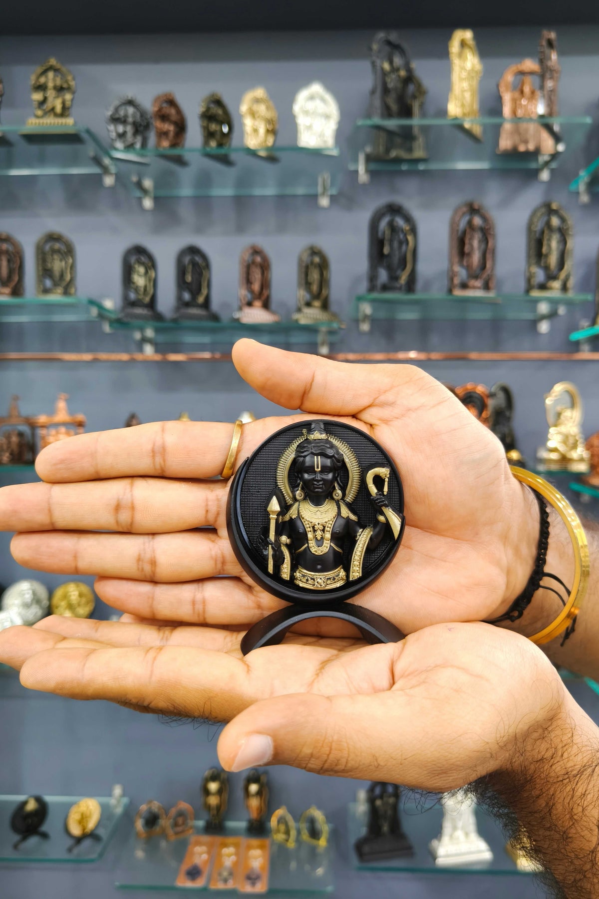 Small Round Ram Lalla Idol Black Finish 3.2 Inch