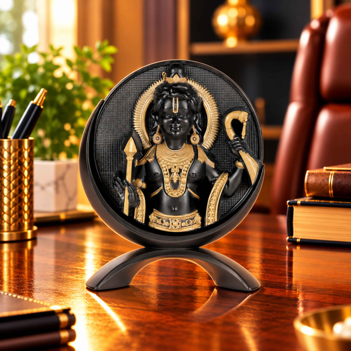 Small Round Ram Lalla Idol Black Finish 3.2 Inch
