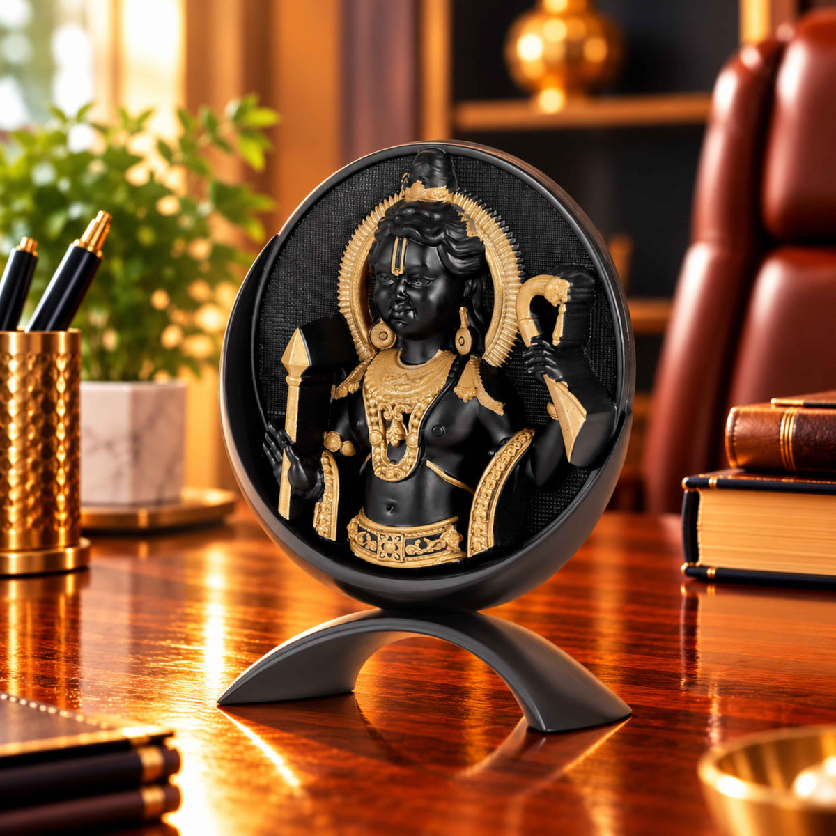 Small Round Ram Lalla Idol Black Finish 3.2 Inch