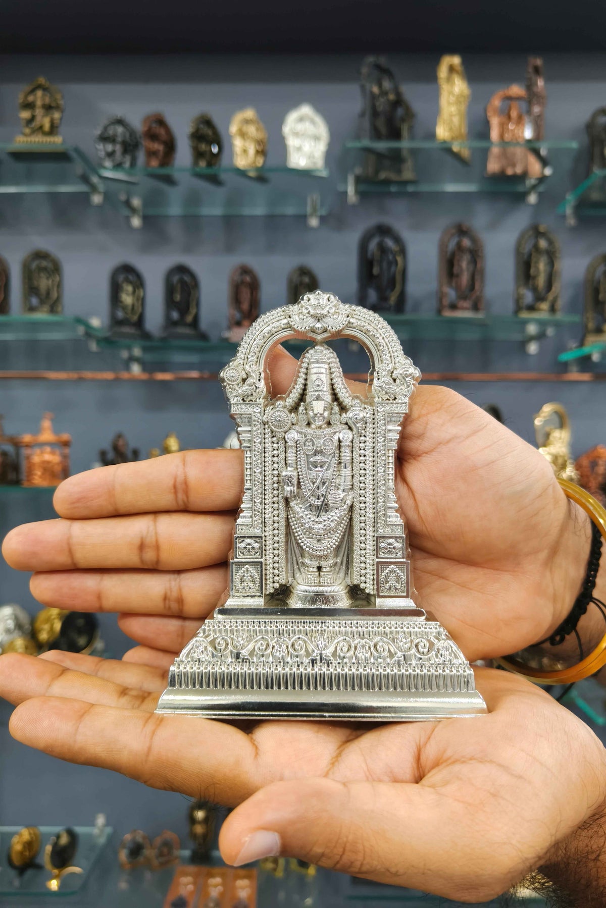 Tirupati Balaji Idol Silver Finish 5.5 Inch