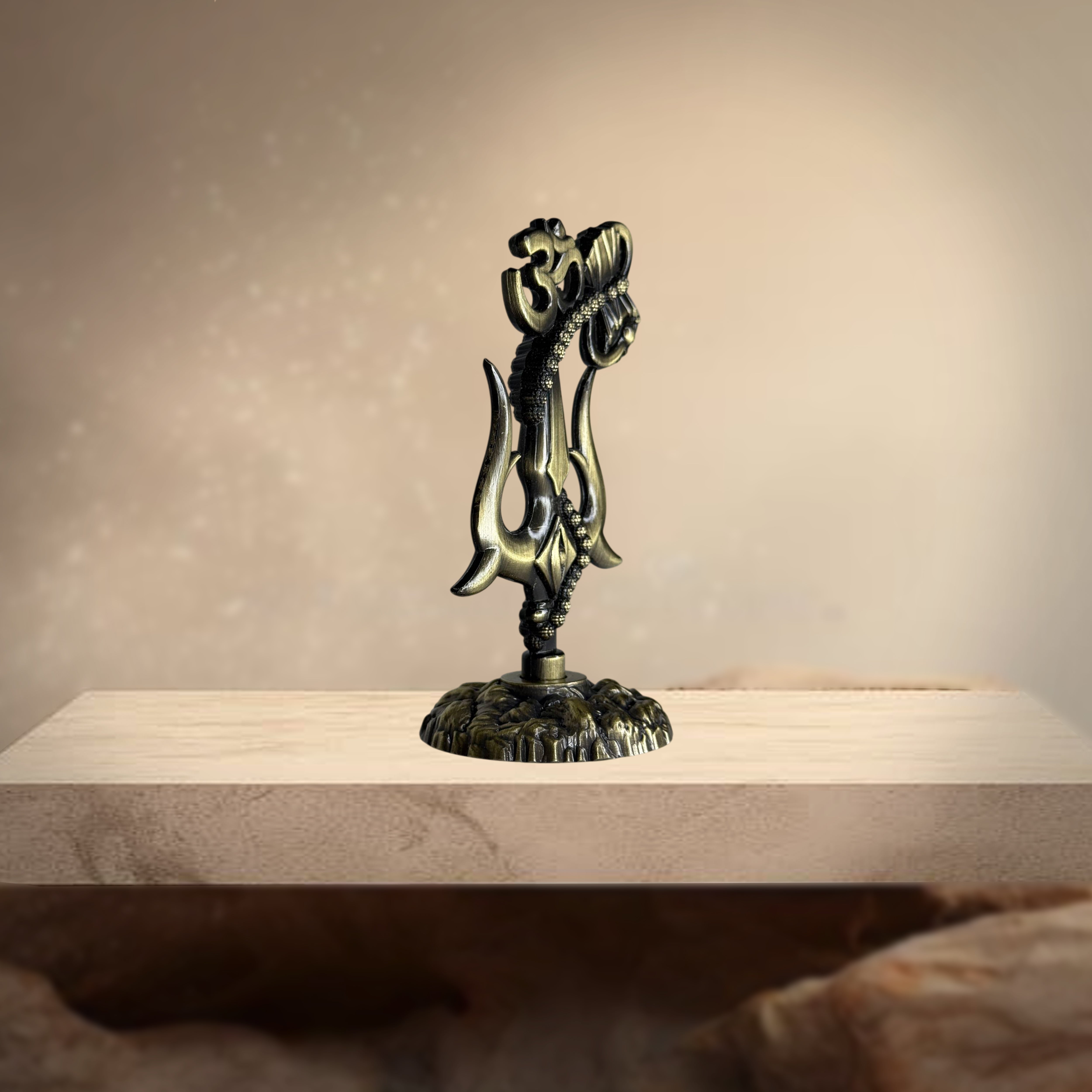 Om Shivay Trishul (Brass Antique)(5 Inch)