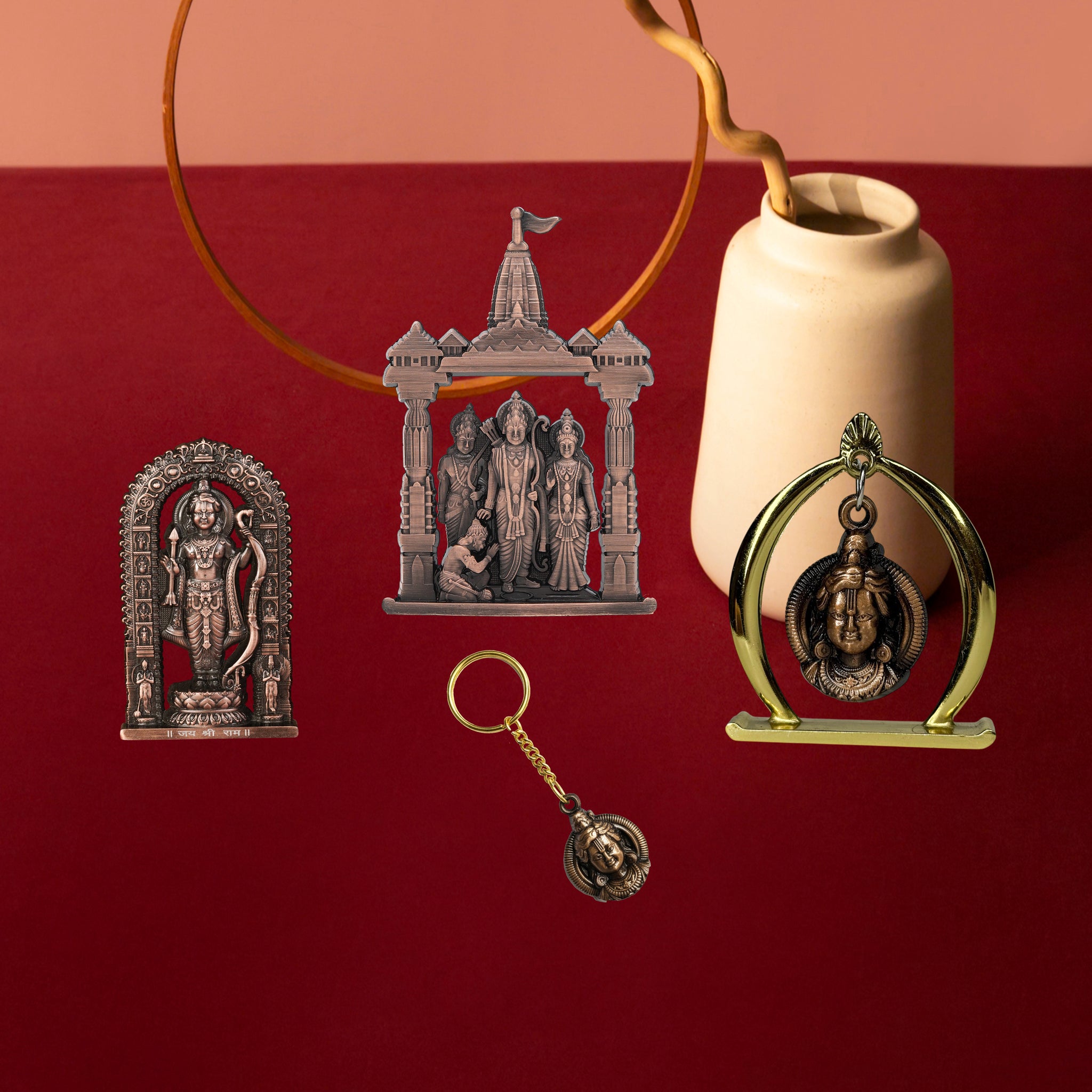 Combo 3 (Ram Jula, 3" Ram Lalla Murti, Ram Darbar,Keychain)
