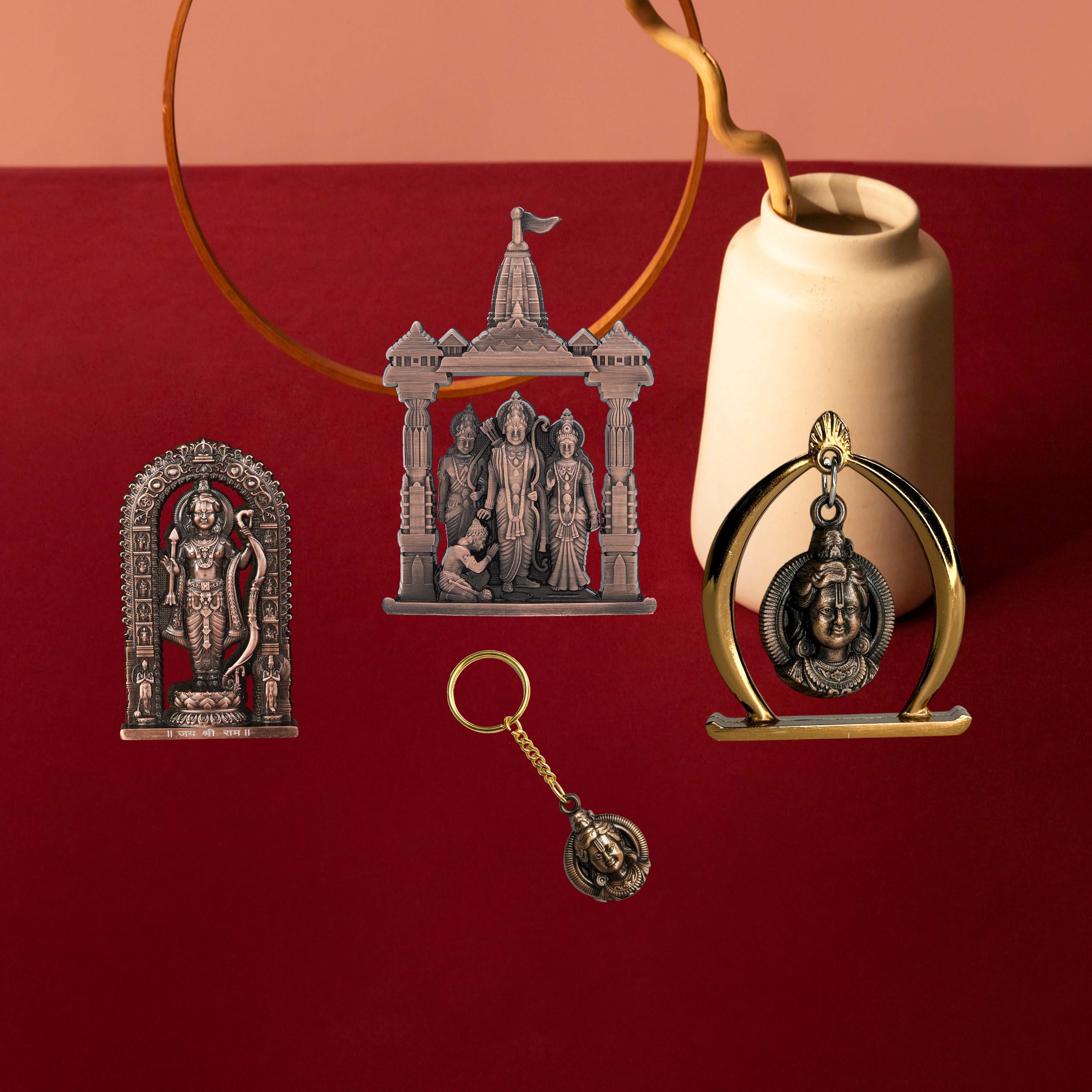 Combo 6 (Ram Jula, 3" Ram Lalla Murti, Ram Darbar, Keychain)