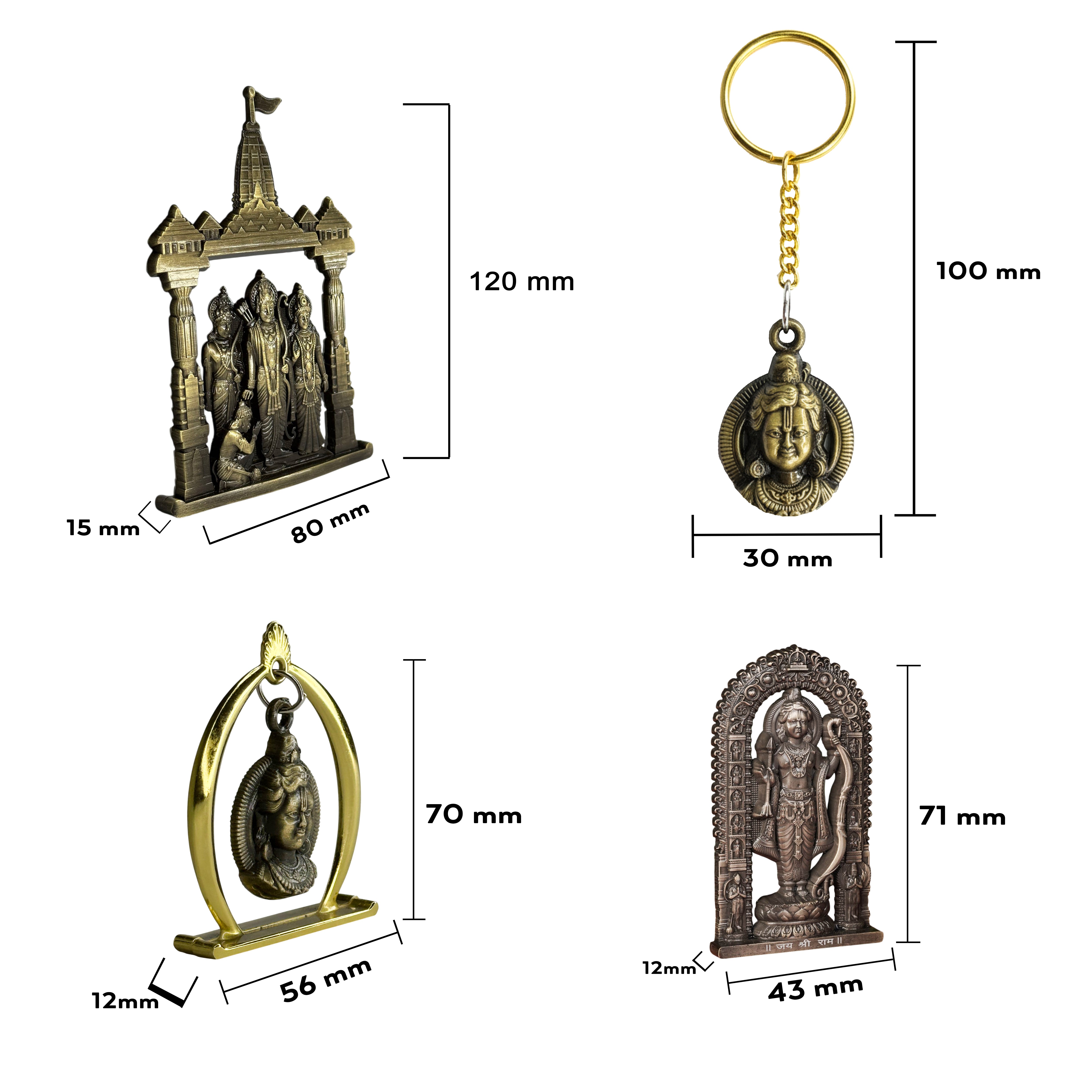 Combo 8 (Ram Jula,3" Ram Lalla Murti, Ram Darbar, Keychain)