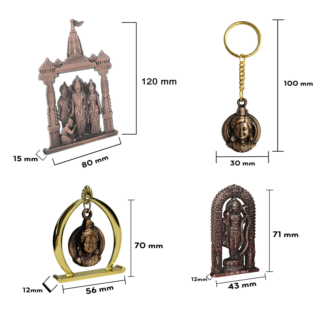 Combo 3 (Ram Jula, 3" Ram Lalla Murti, Ram Darbar,Keychain)