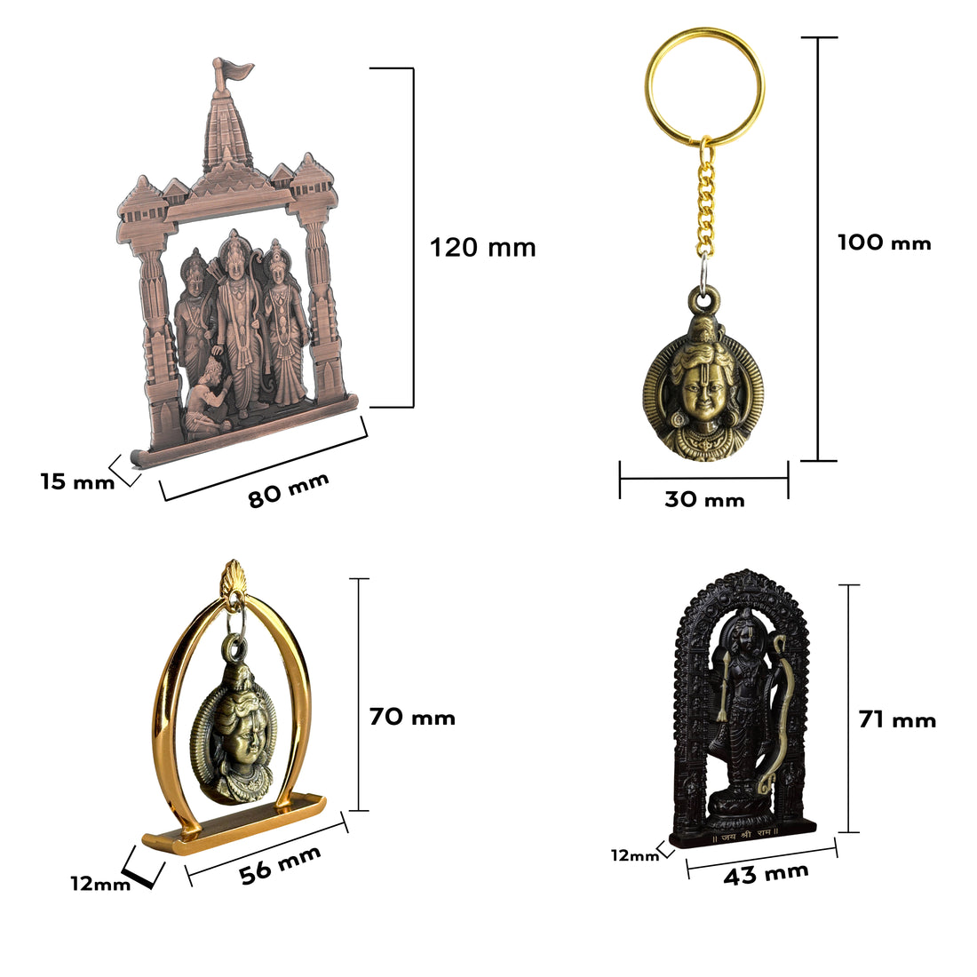 Combo 7 (Ram Jula, 3" Ram Lalla Murti, Ram Darbar, Keychain)