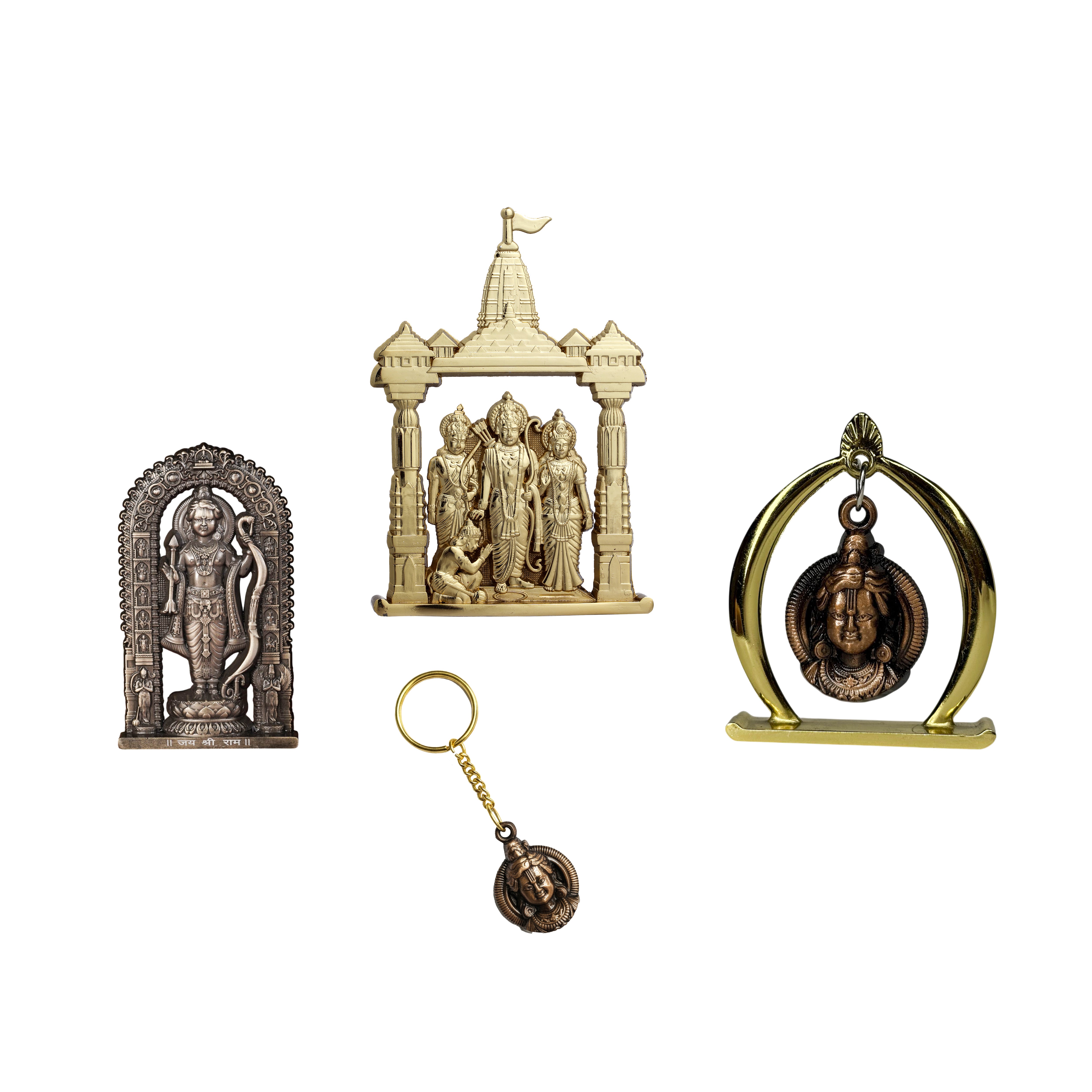 Combo 4 (Ram Jula, 3" Ram Lalla Murti, Ram Darbar,Keychain)