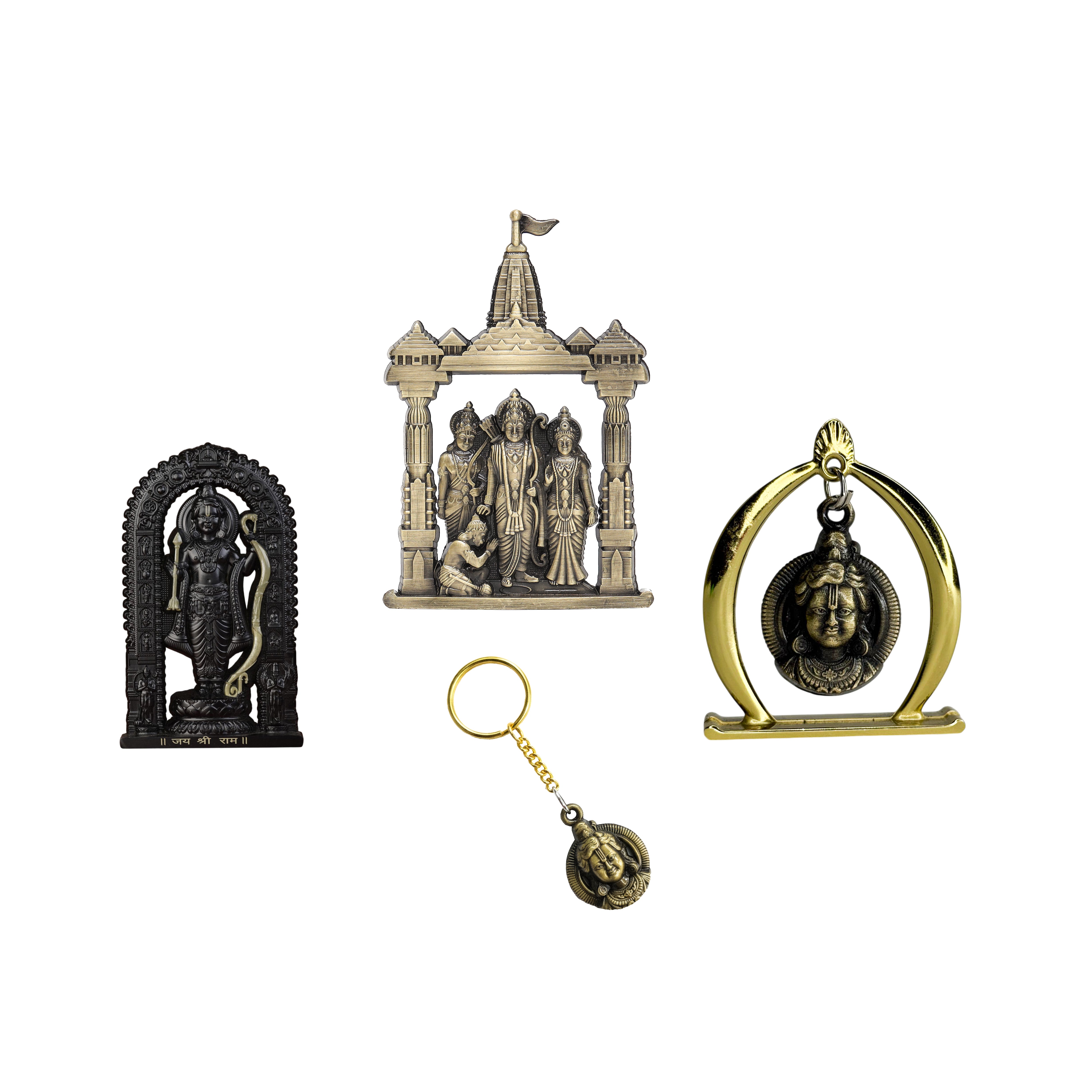 Combo 5 (Ram Jula, 3" Ram Lalla Murti, Ram Darbar,Keychain)