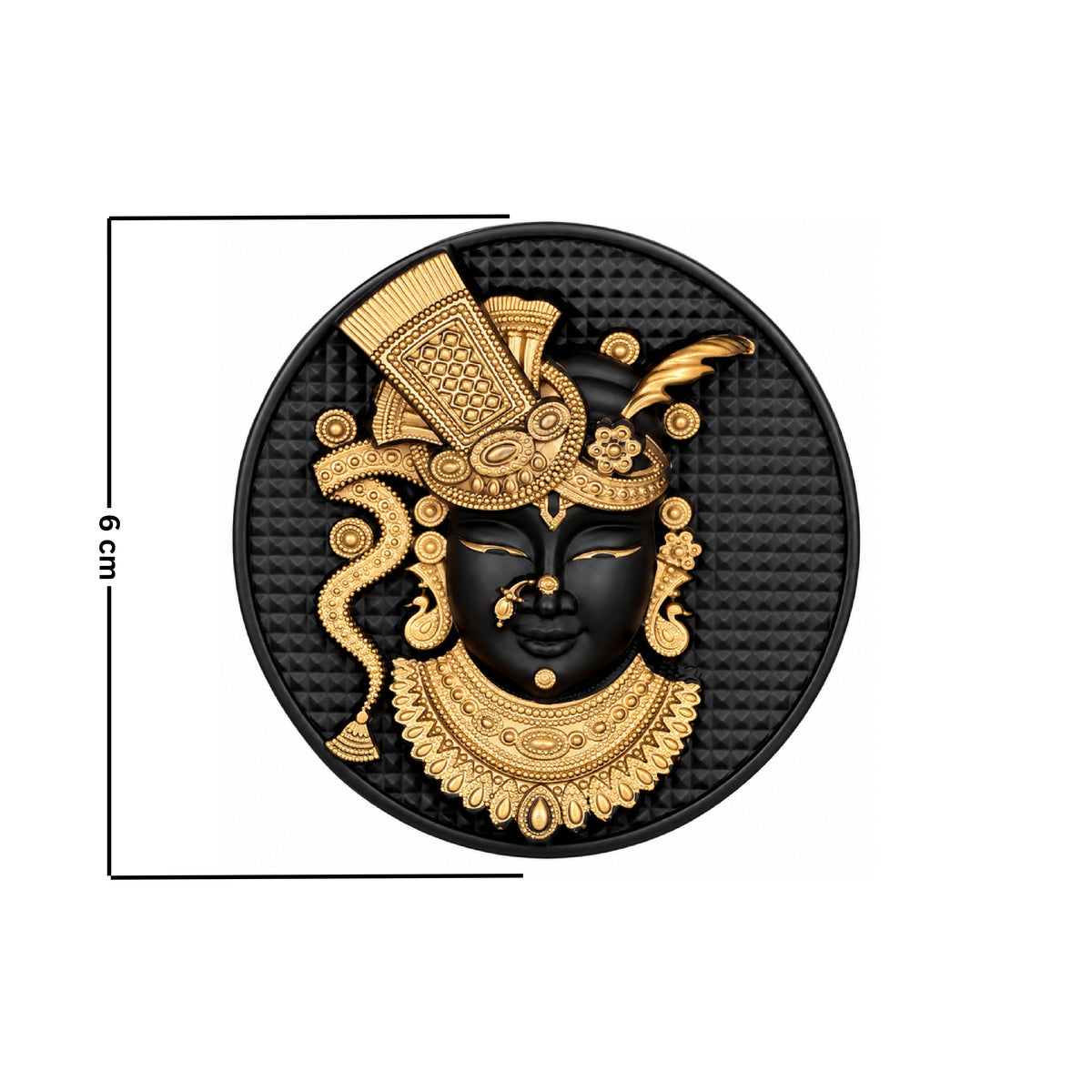 Shreenathji Fridge Magnet Black Finish 2.4 Inch