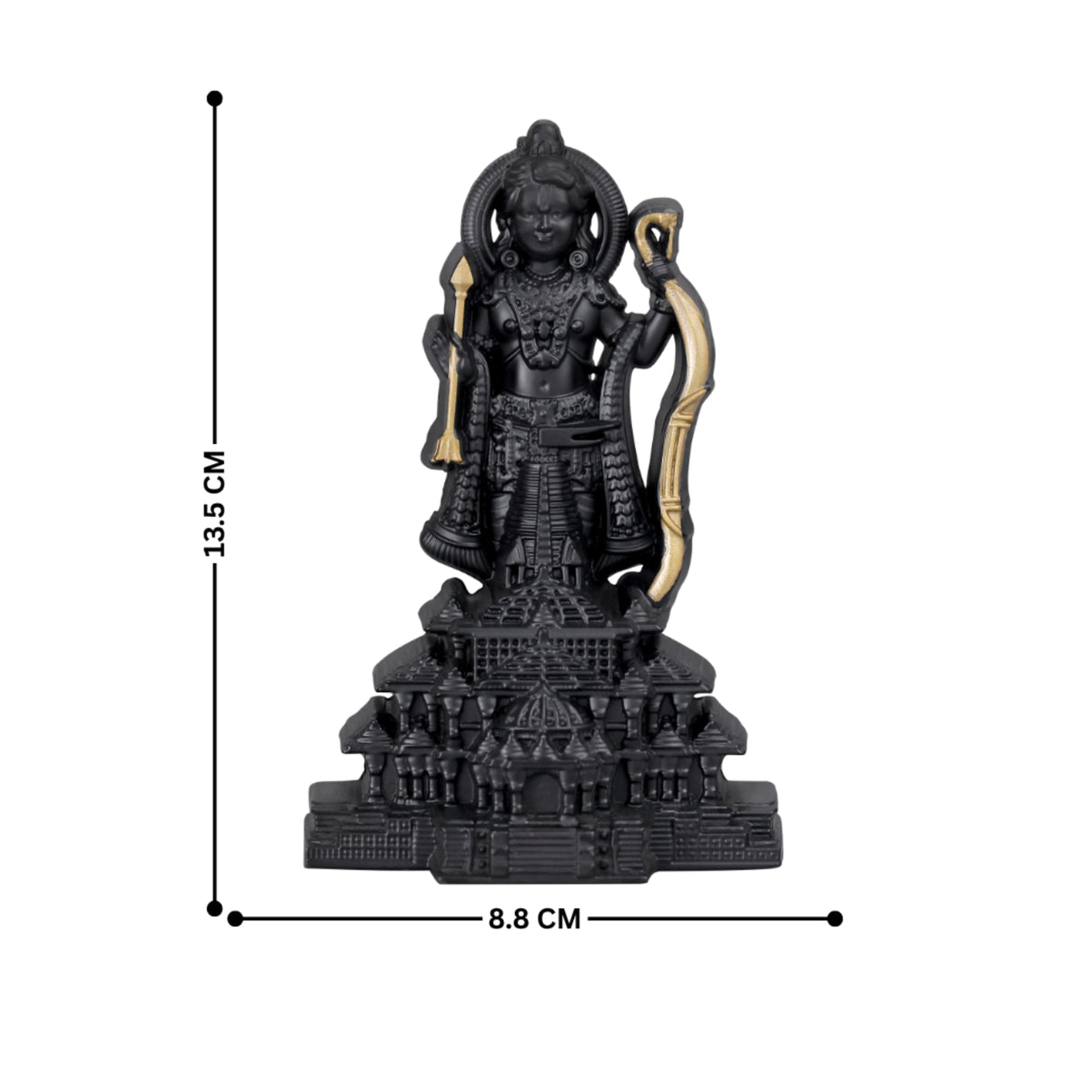 Ram Lalla with Temple Black &amp; Gold Finish 5.3 Inch